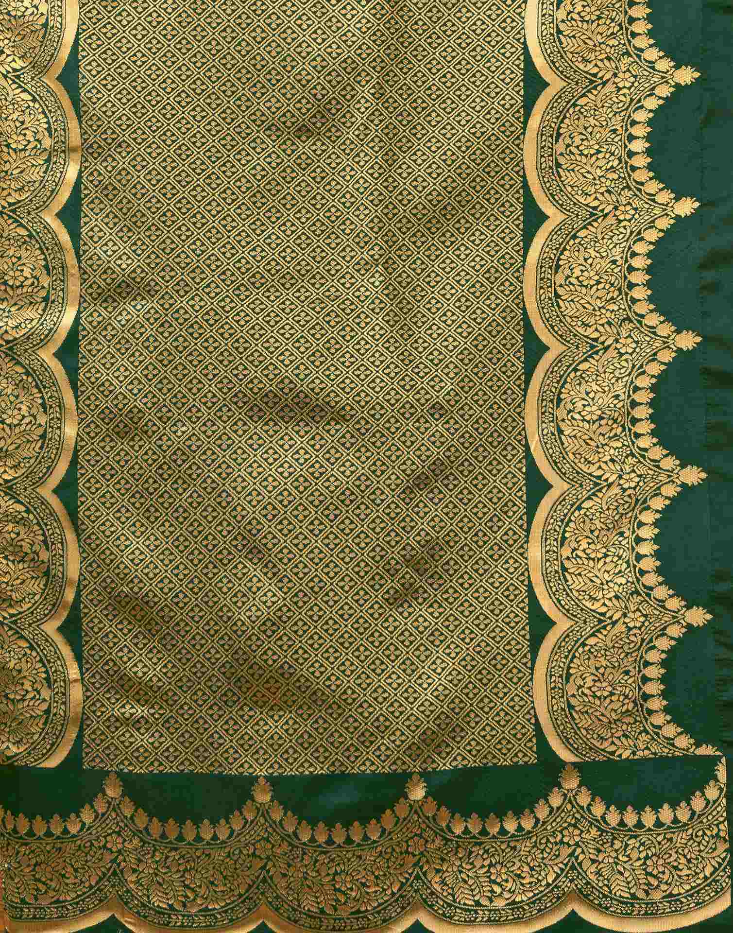 Dark Green Silk Woven Banarasi Saree
