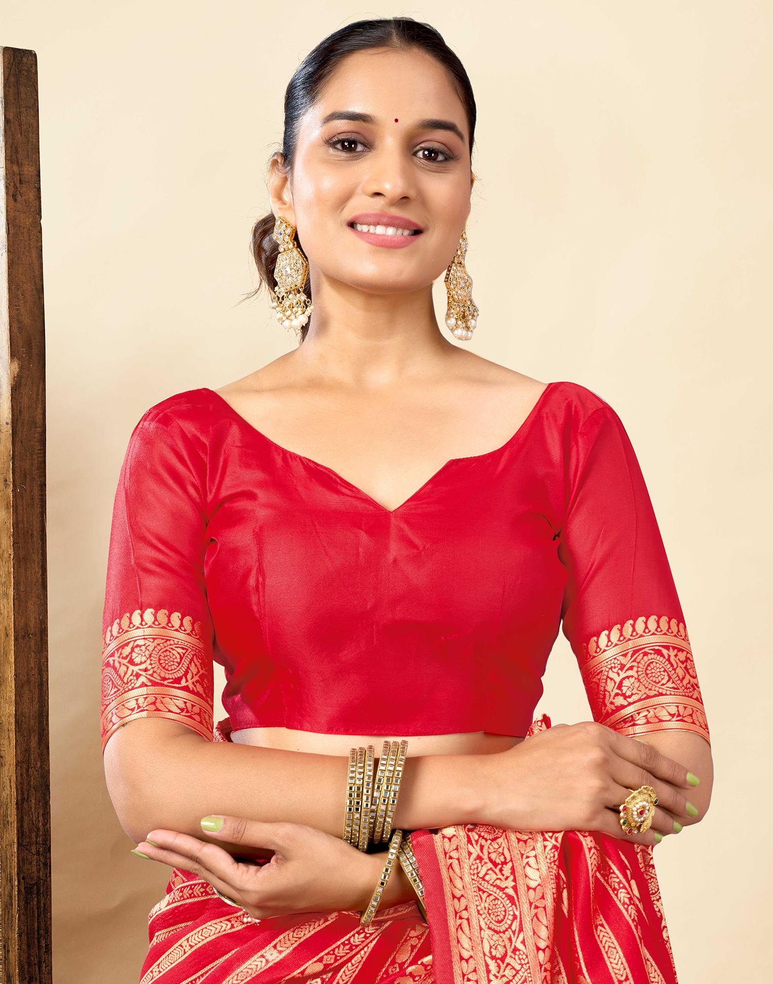 Red Silk Woven Banarasi Saree