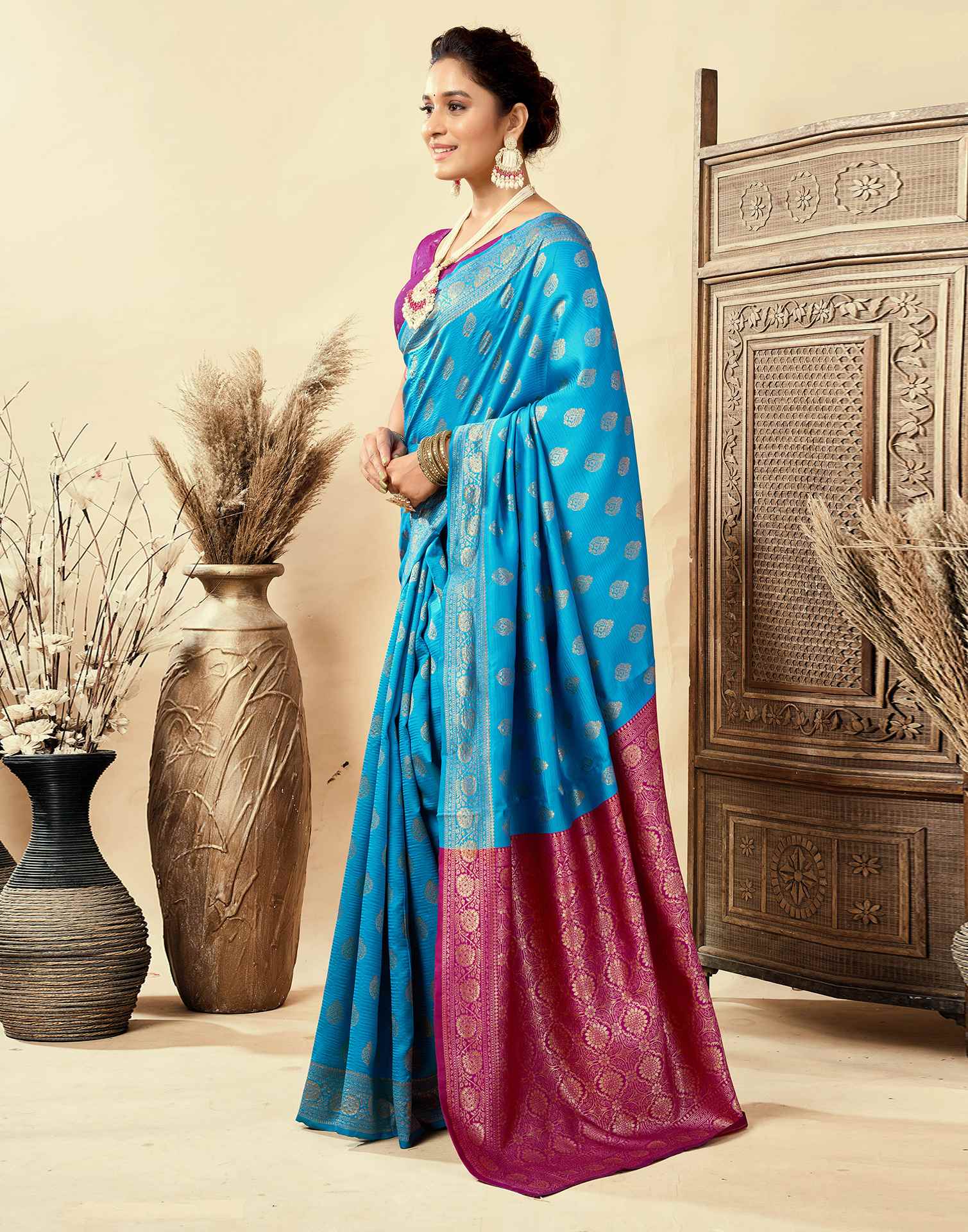 Blue Silk Woven Banarasi Saree