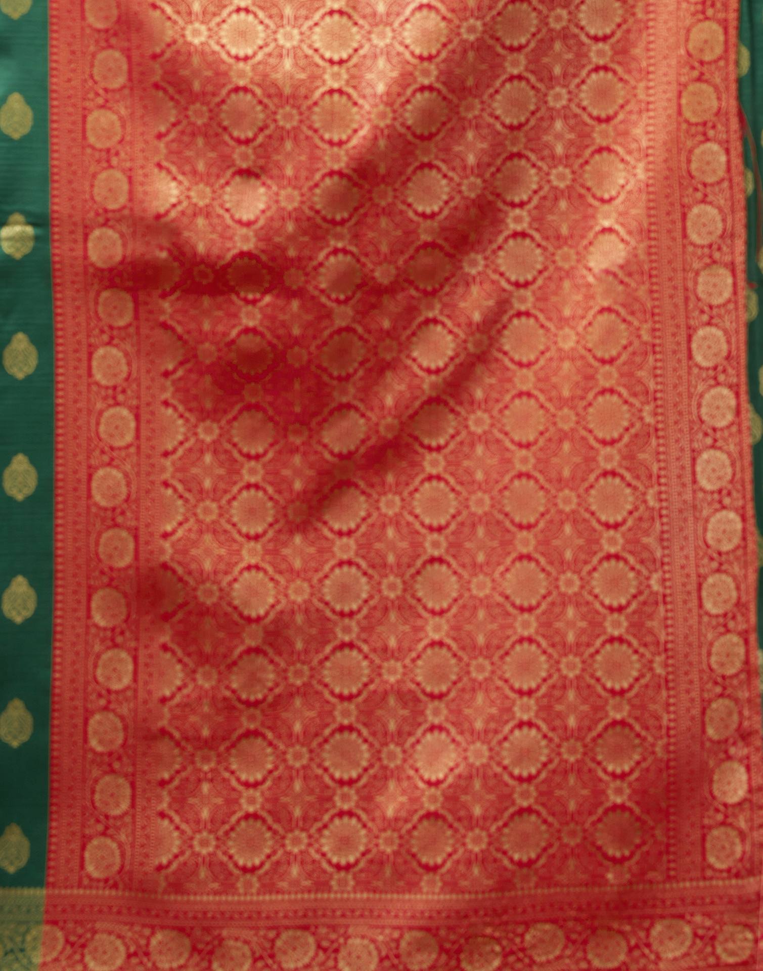 Dark Green Silk Woven Banarasi Saree