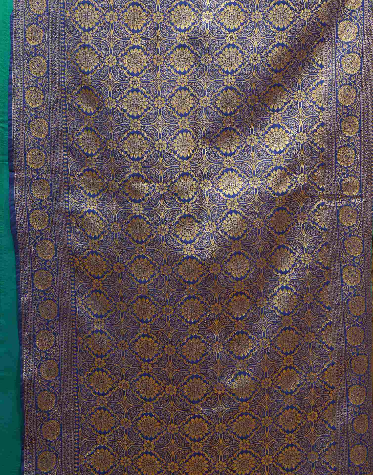 Teal Green Silk Woven Banarasi Saree