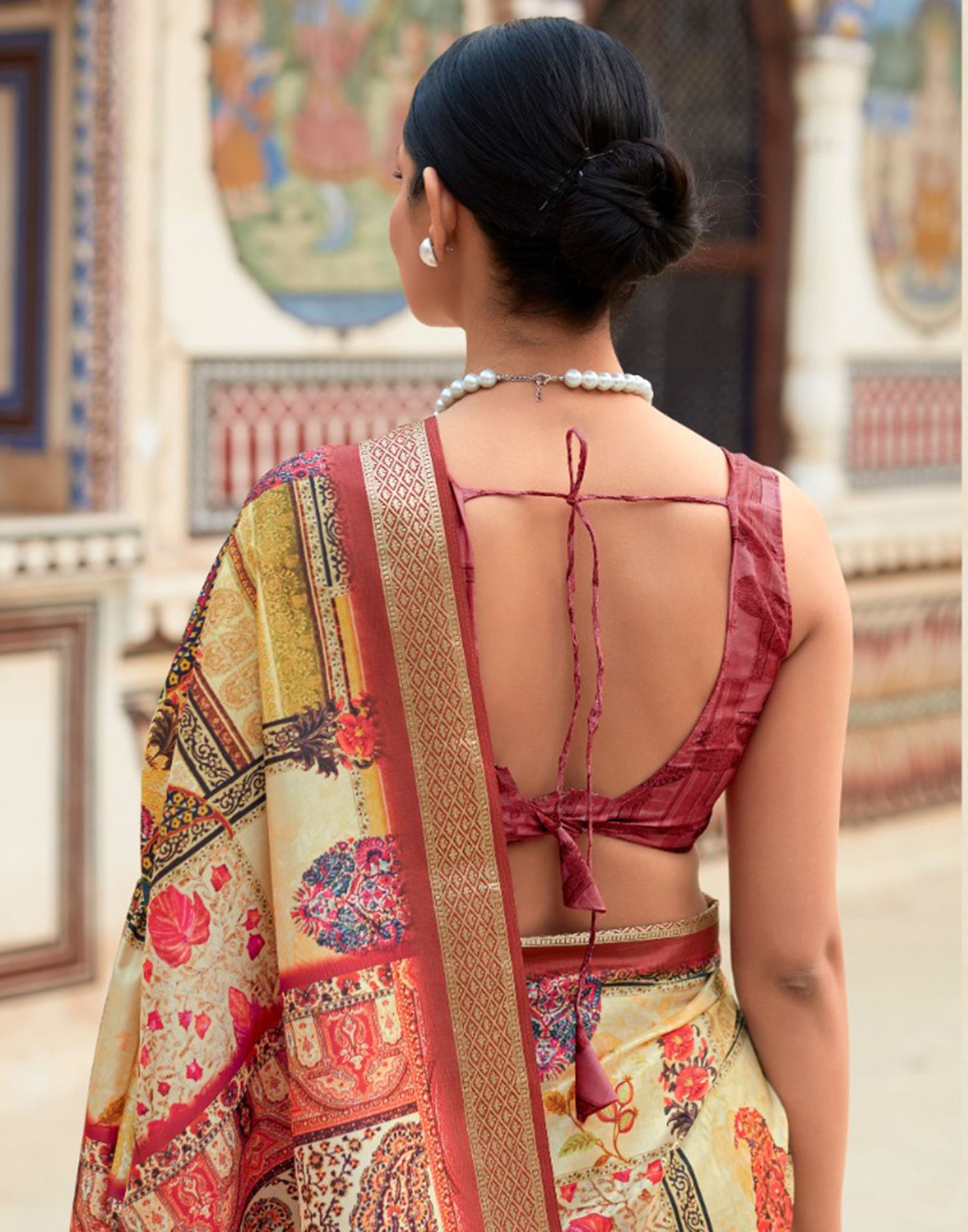 Yellow Dola Silk Printed Saree