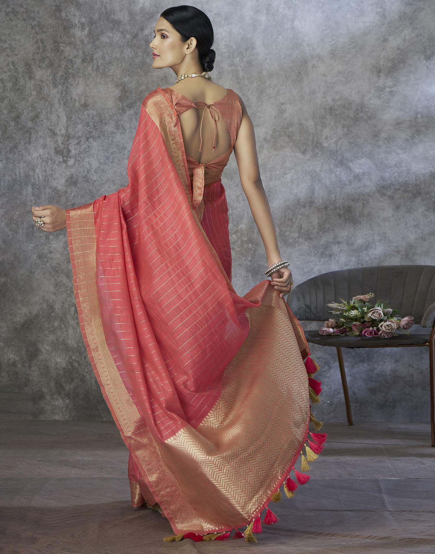 Pink Silk Woven Saree