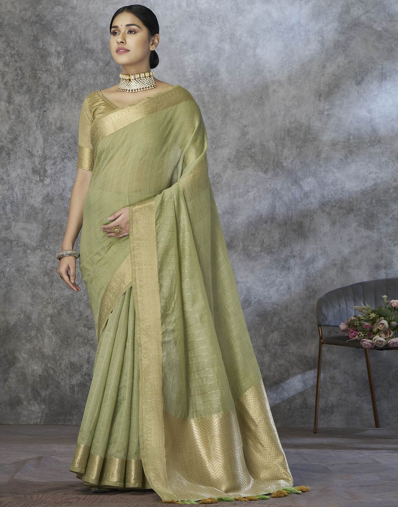 Light Green Silk Woven Saree