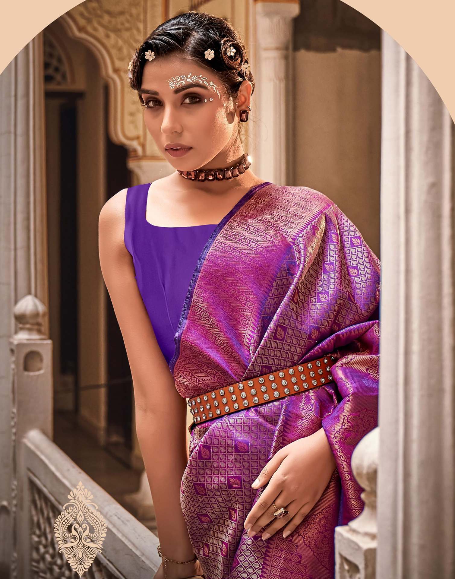 Purple Silk Woven Kanjivaram Saree