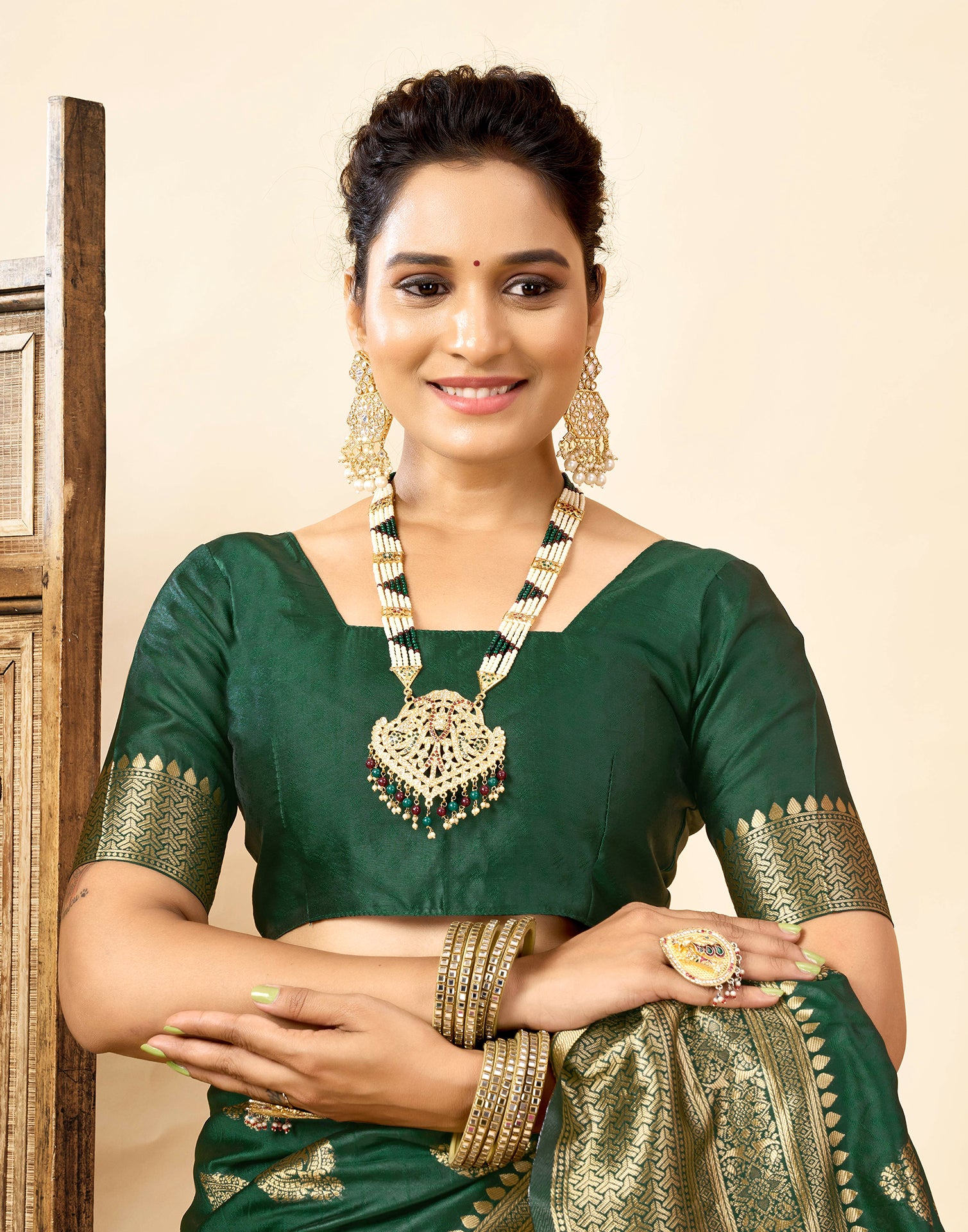 Dark Green Silk Woven Banarasi Saree