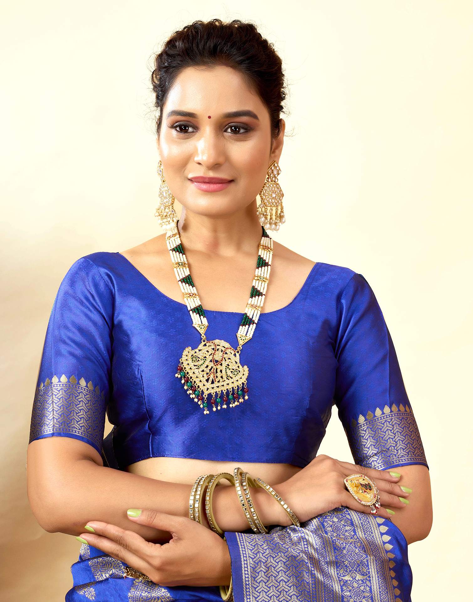 Dark Blue Silk Woven Banarasi Saree