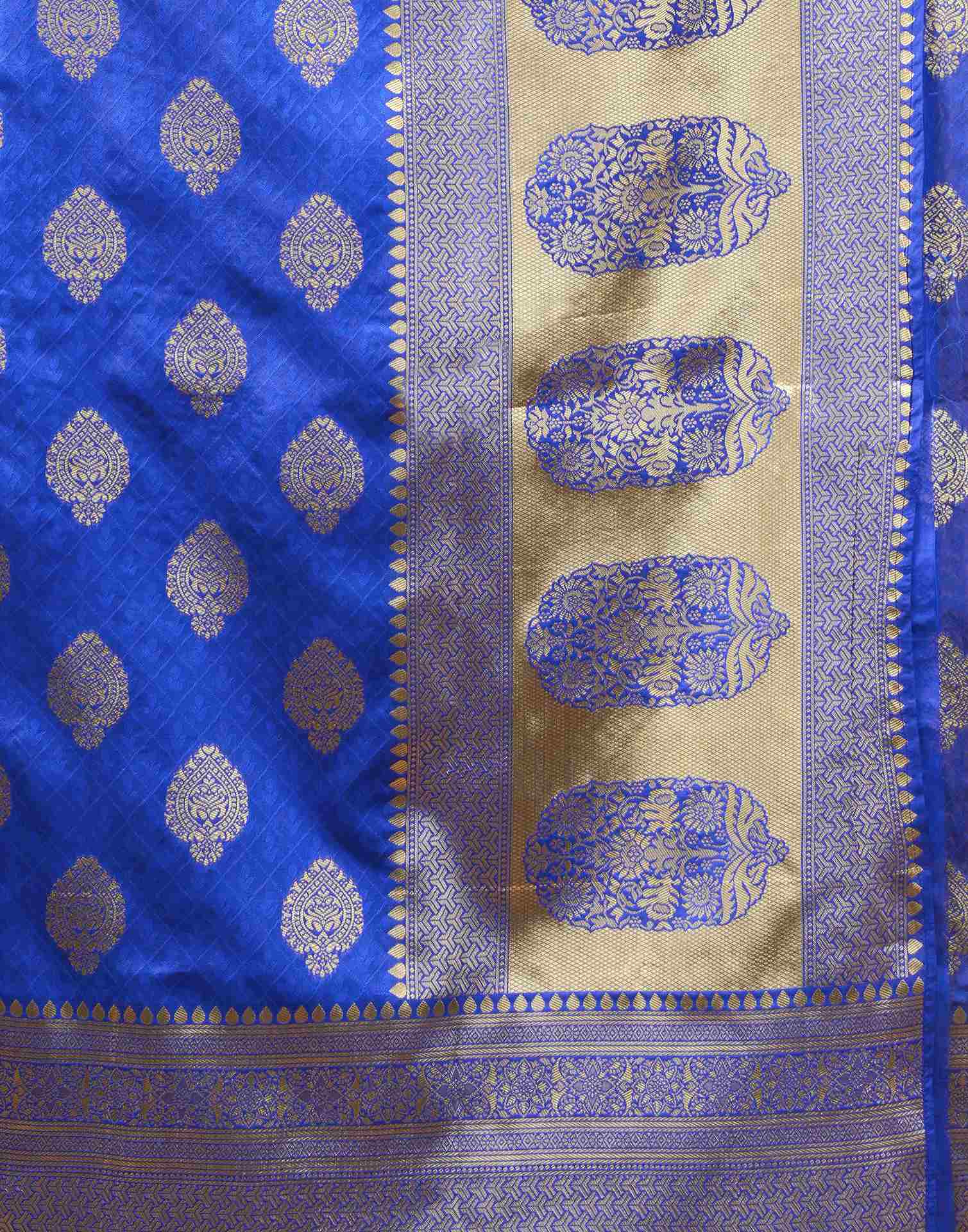 Dark Blue Silk Woven Banarasi Saree