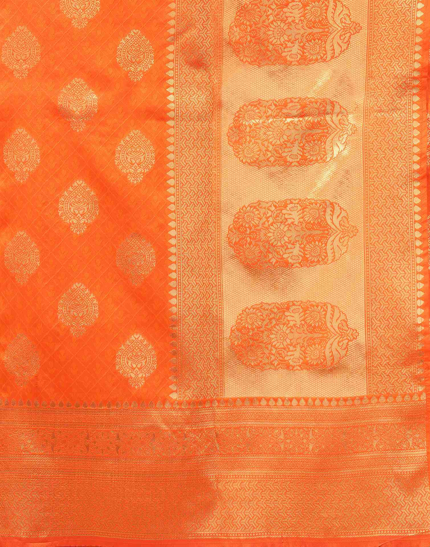 Orange Silk Woven Banarasi Saree