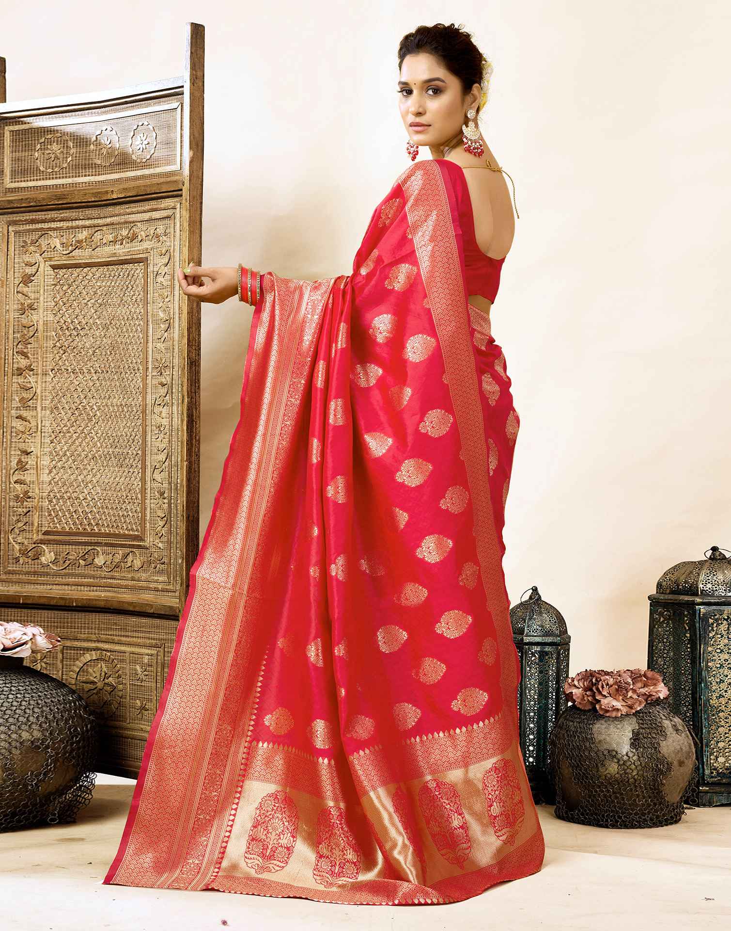 Red Silk Woven Banarasi Saree