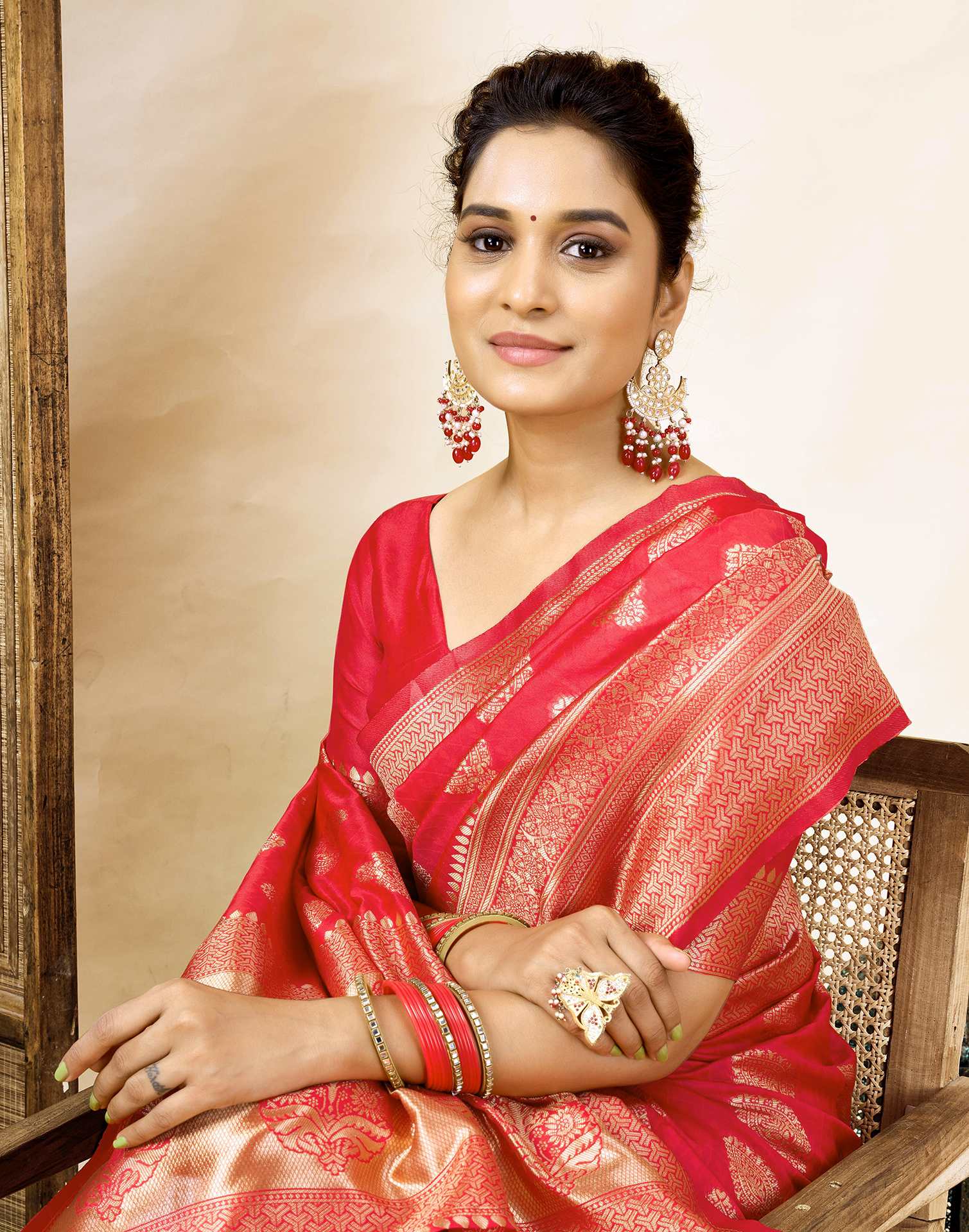 Red Silk Woven Banarasi Saree