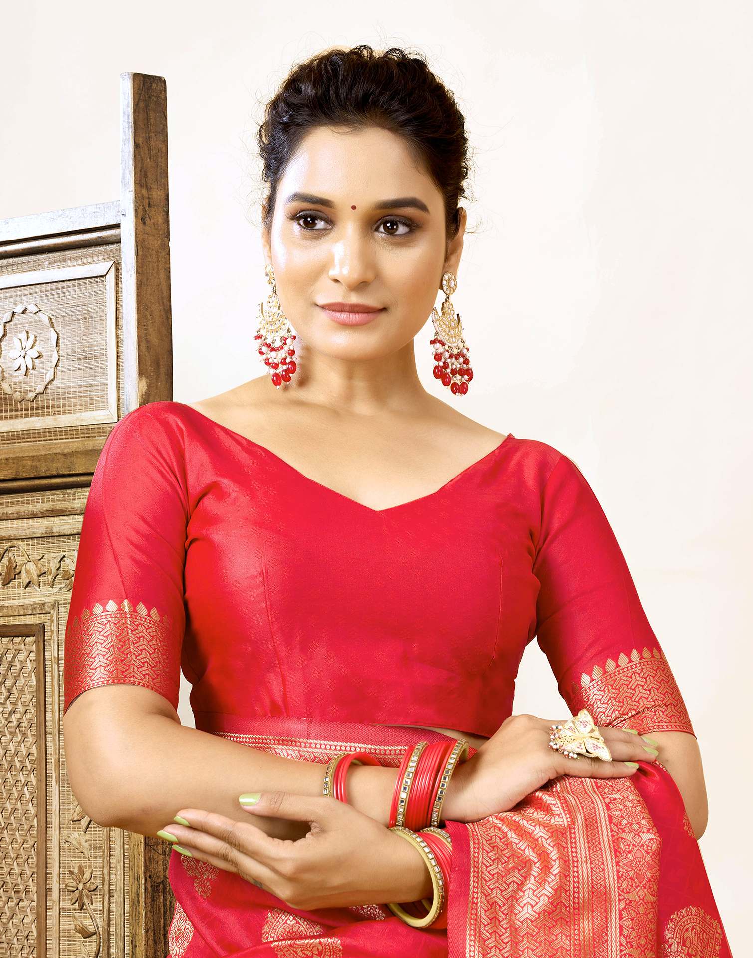 Red Silk Woven Banarasi Saree