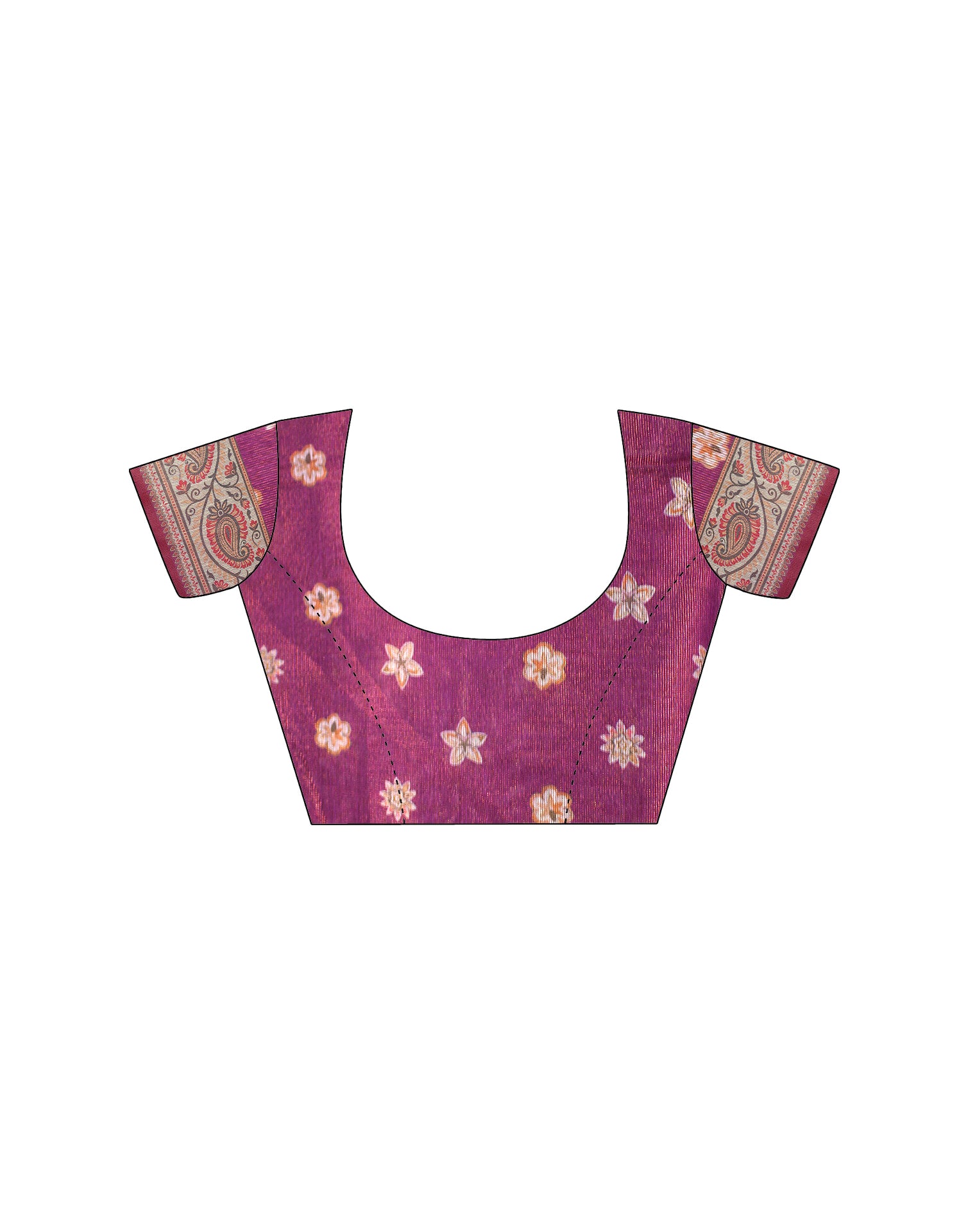 Dark Pink Linen Floral Printed Saree