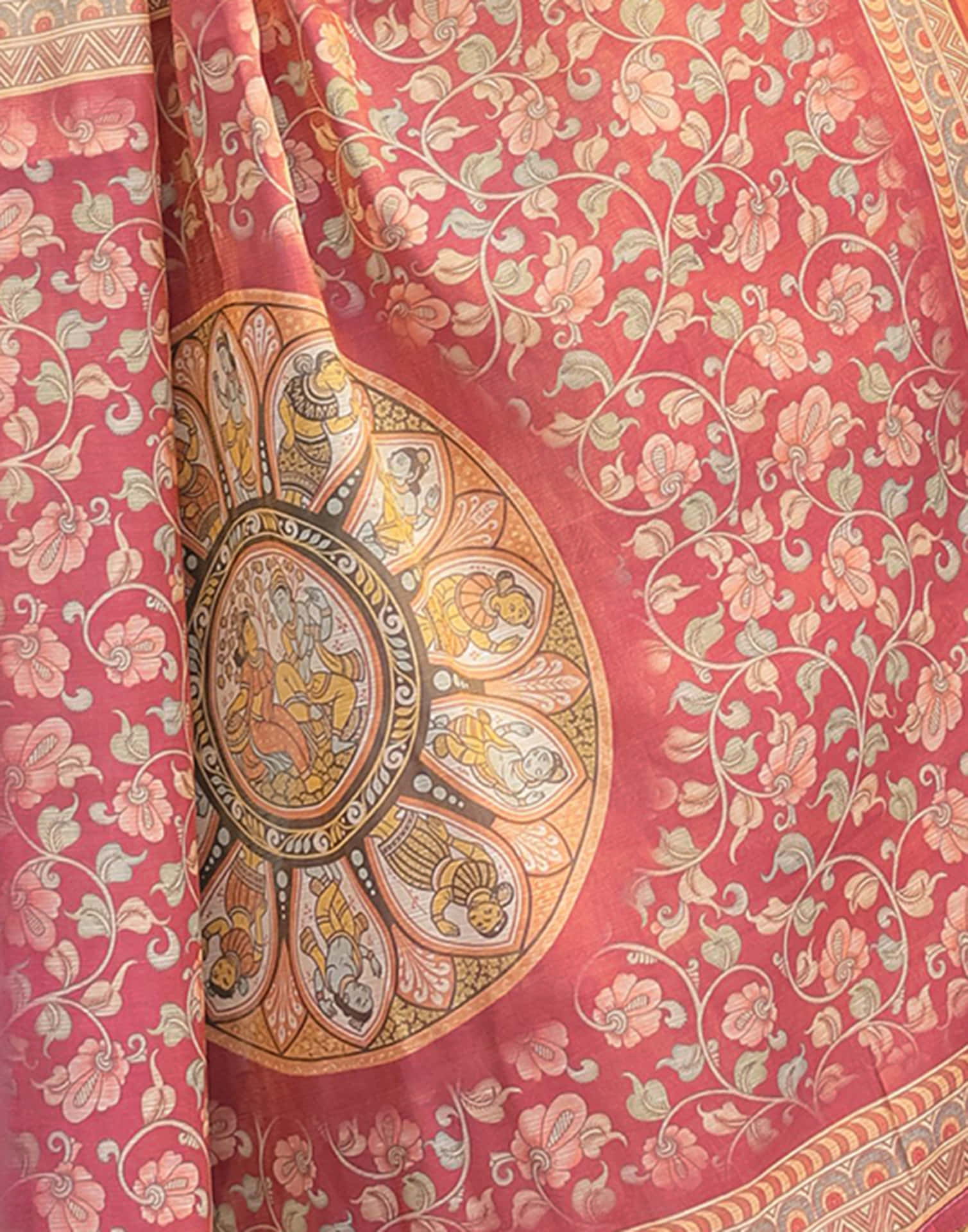 Pink Linen Printed Saree