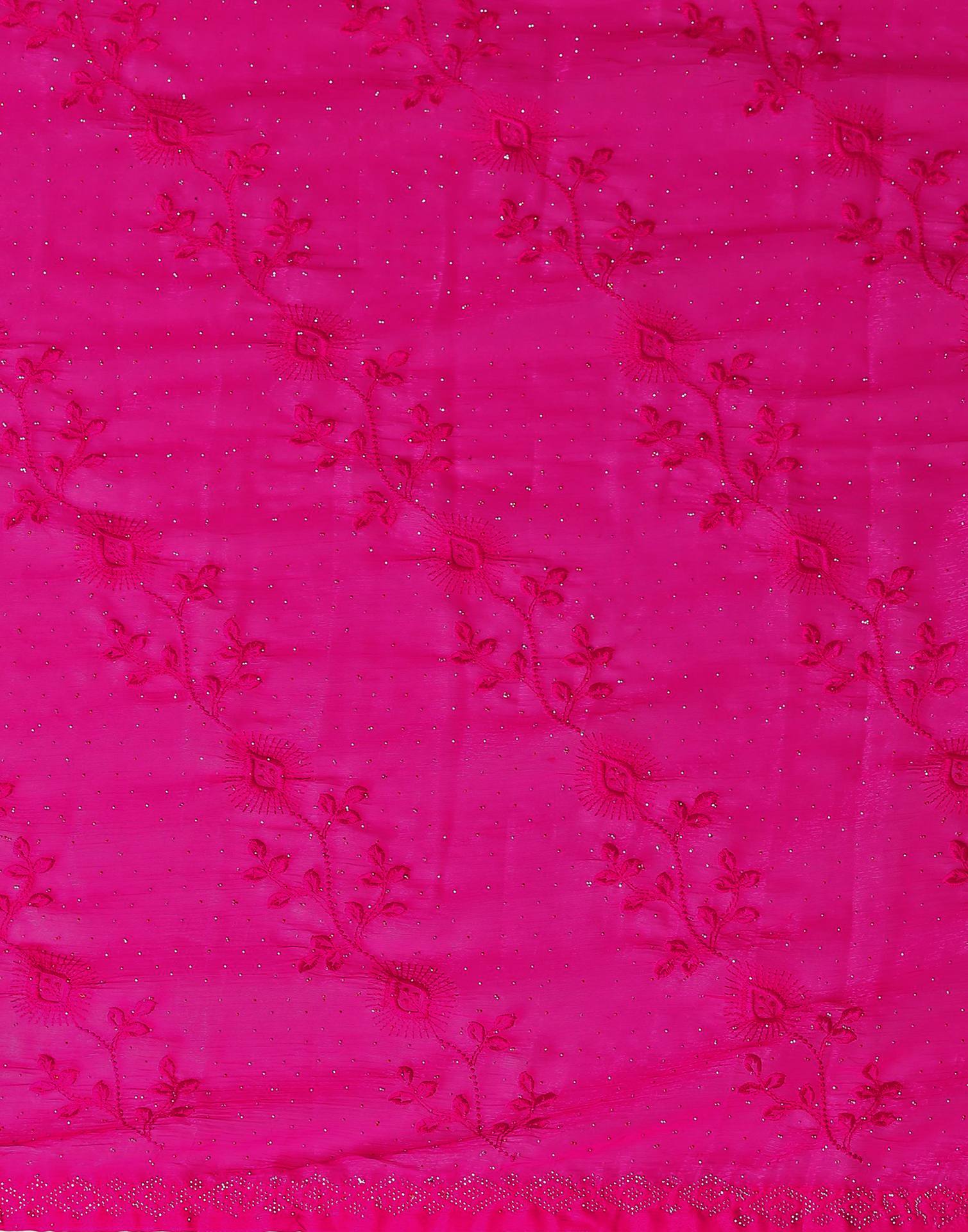 Pink Chiffon Stone Work Swarovski Saree
