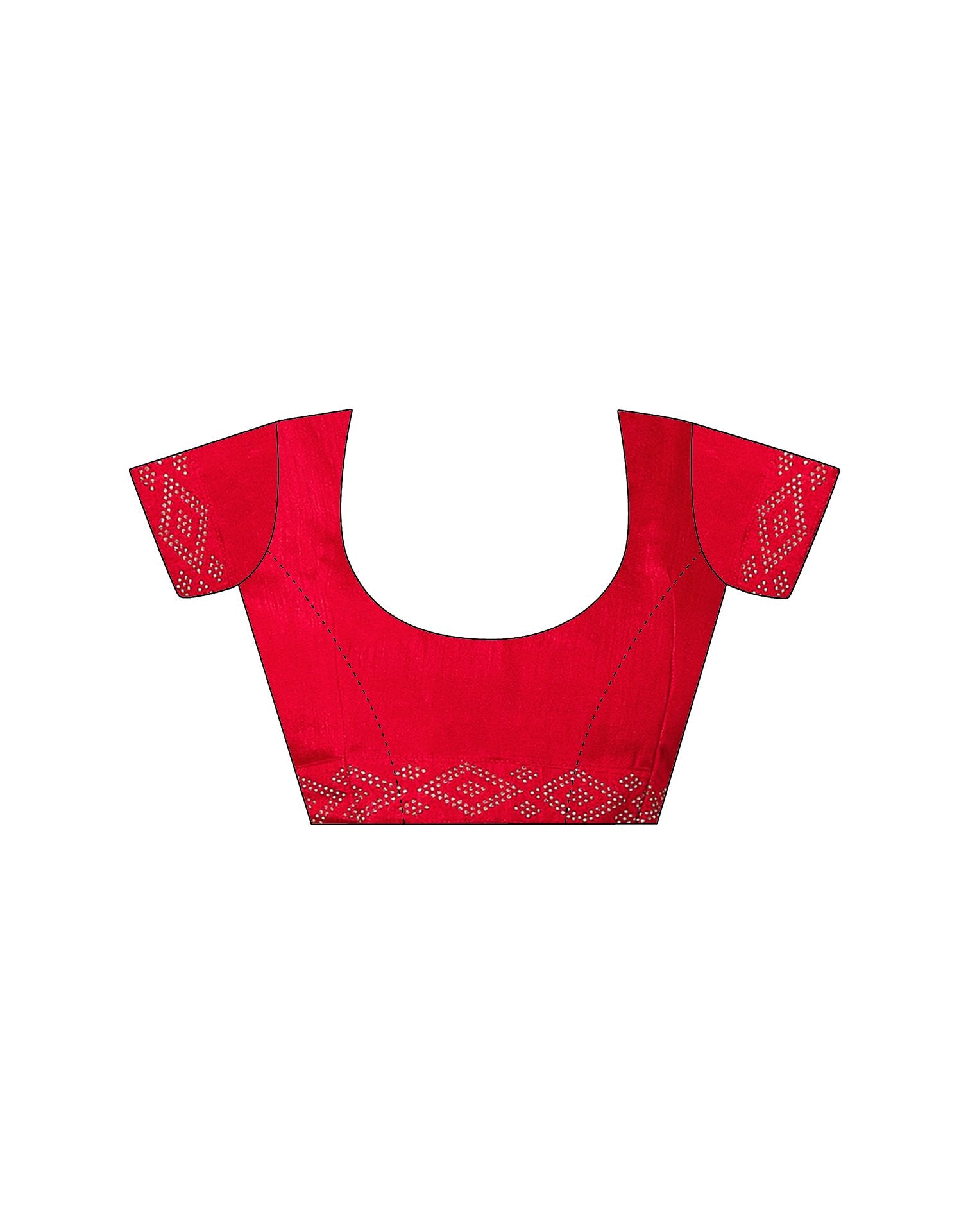 Red Chiffon Stone Work Swarovski Saree