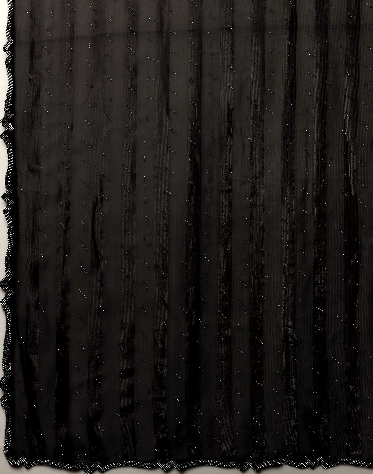 Black Georgette Stone Work Swarovski Saree