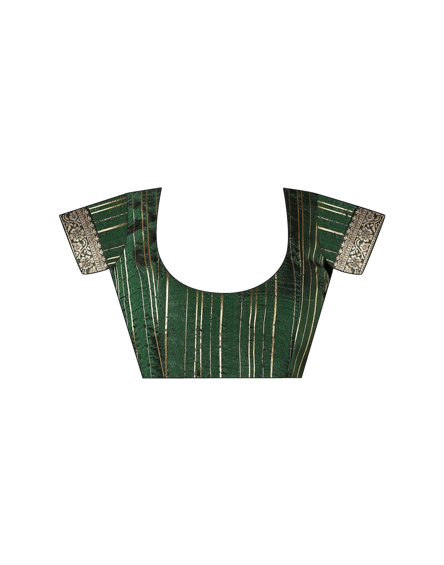Dark Green Chiffon Stone Work Swarovski Saree