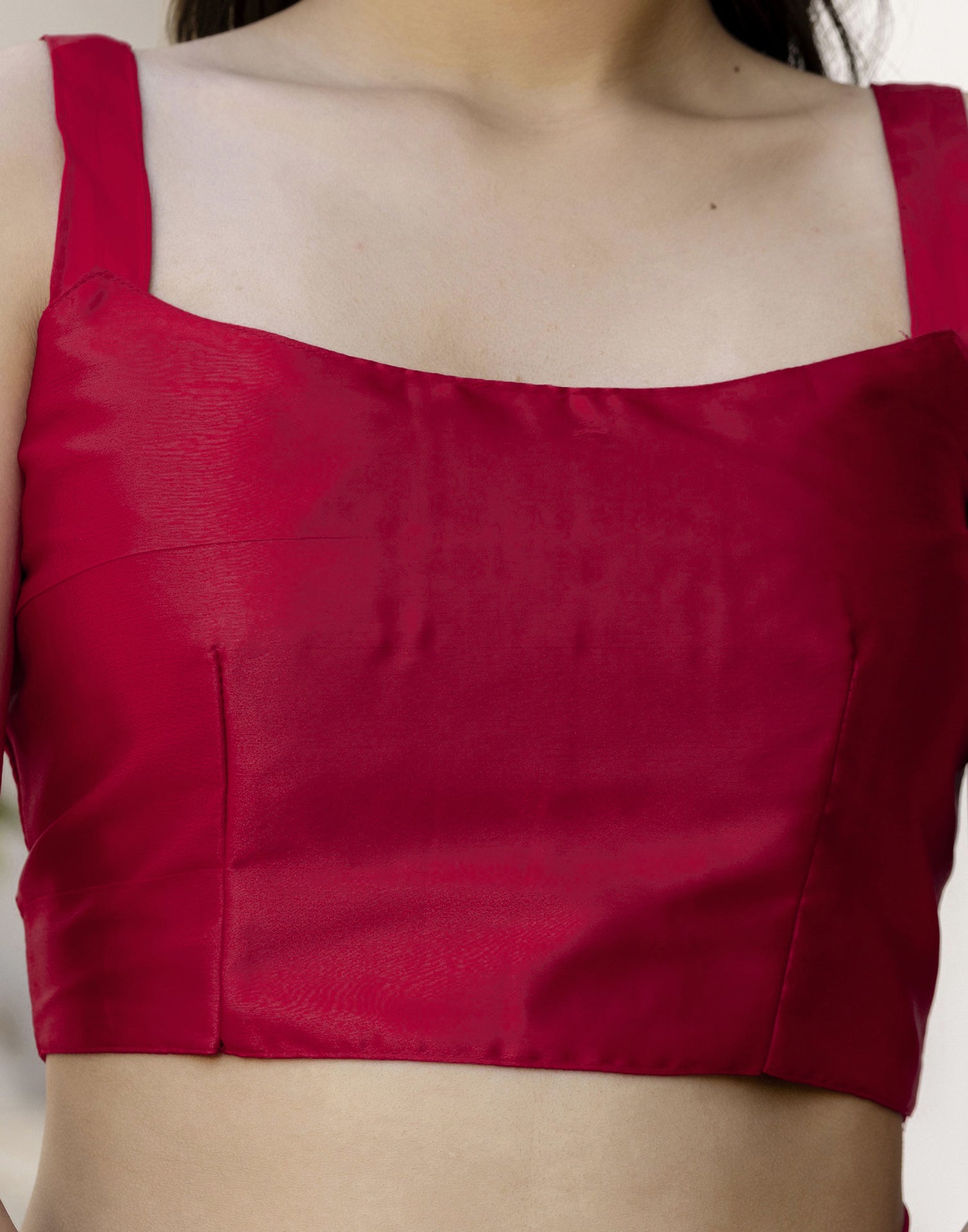 Cherry Red Georgette Foil Printed Saree