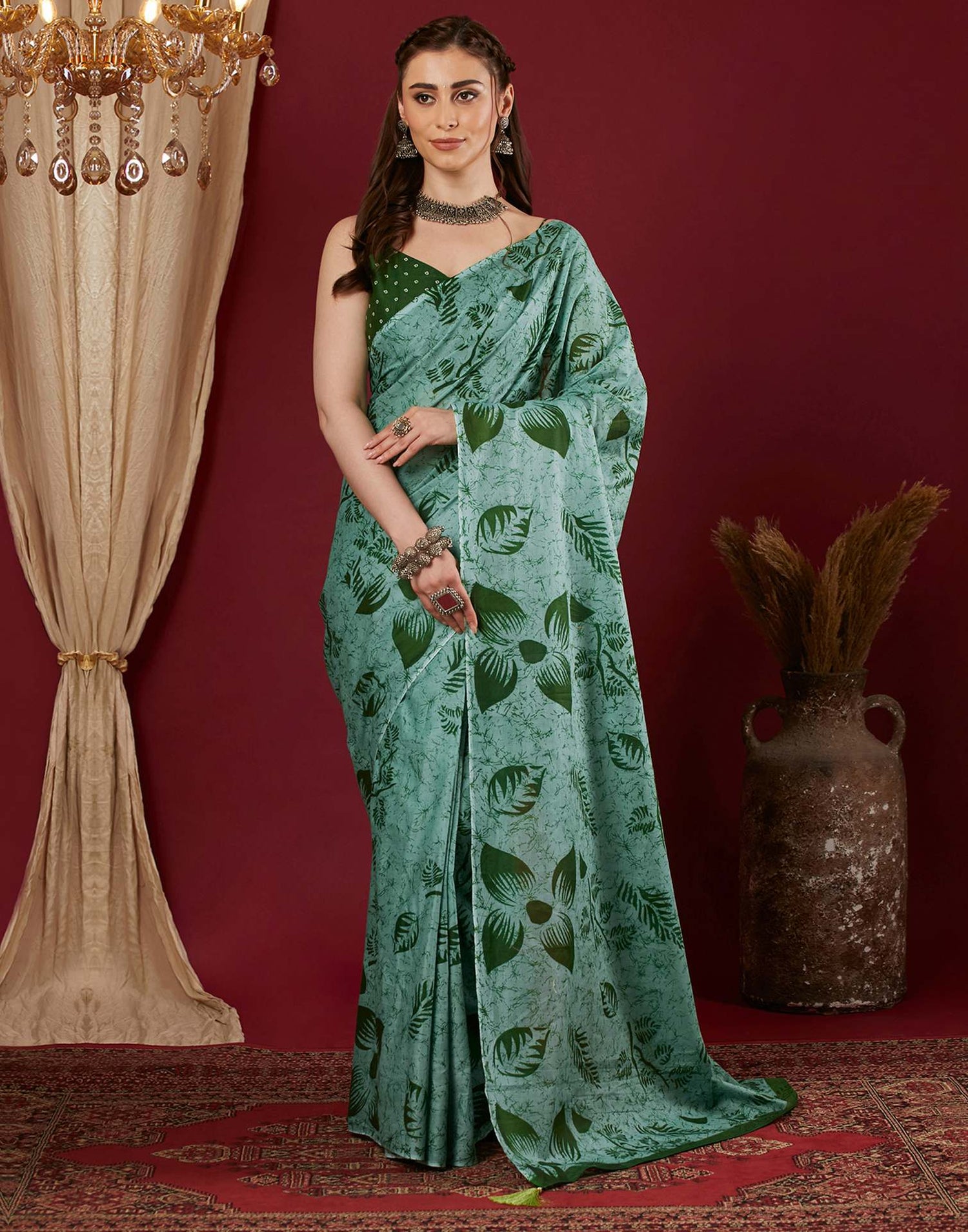 Light Green Pure Cotton Printed Saree