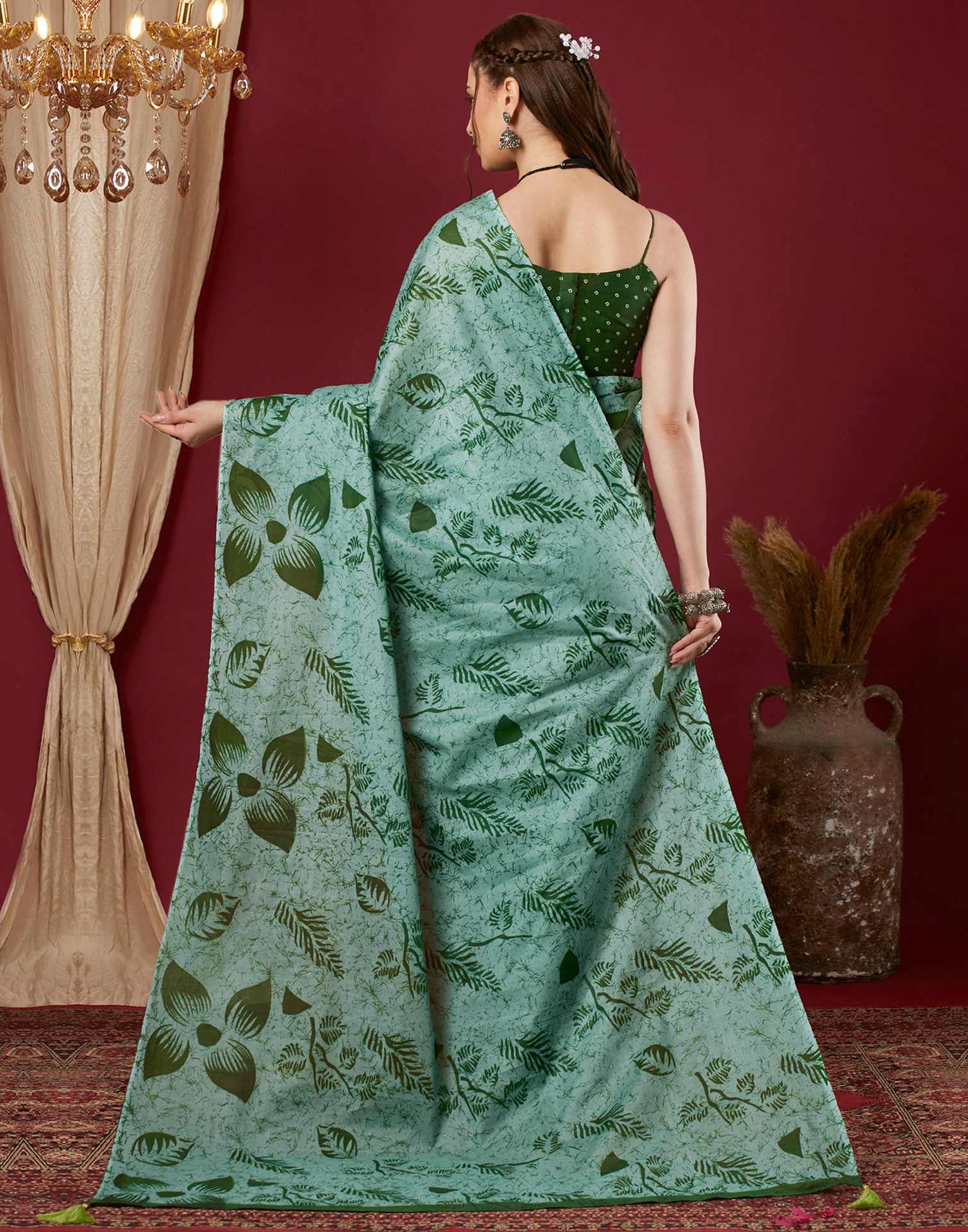 Light Green Pure Cotton Printed Saree