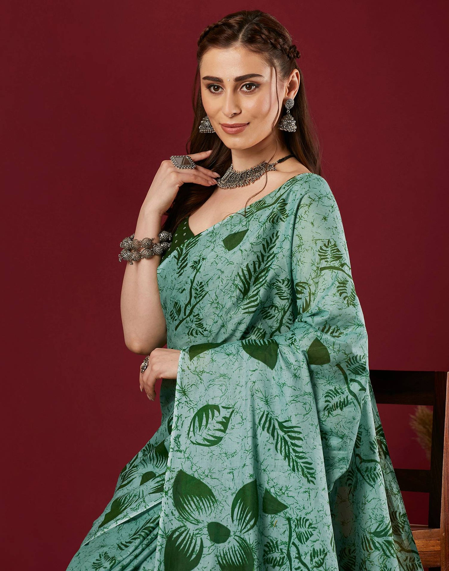 Light Green Pure Cotton Printed Saree
