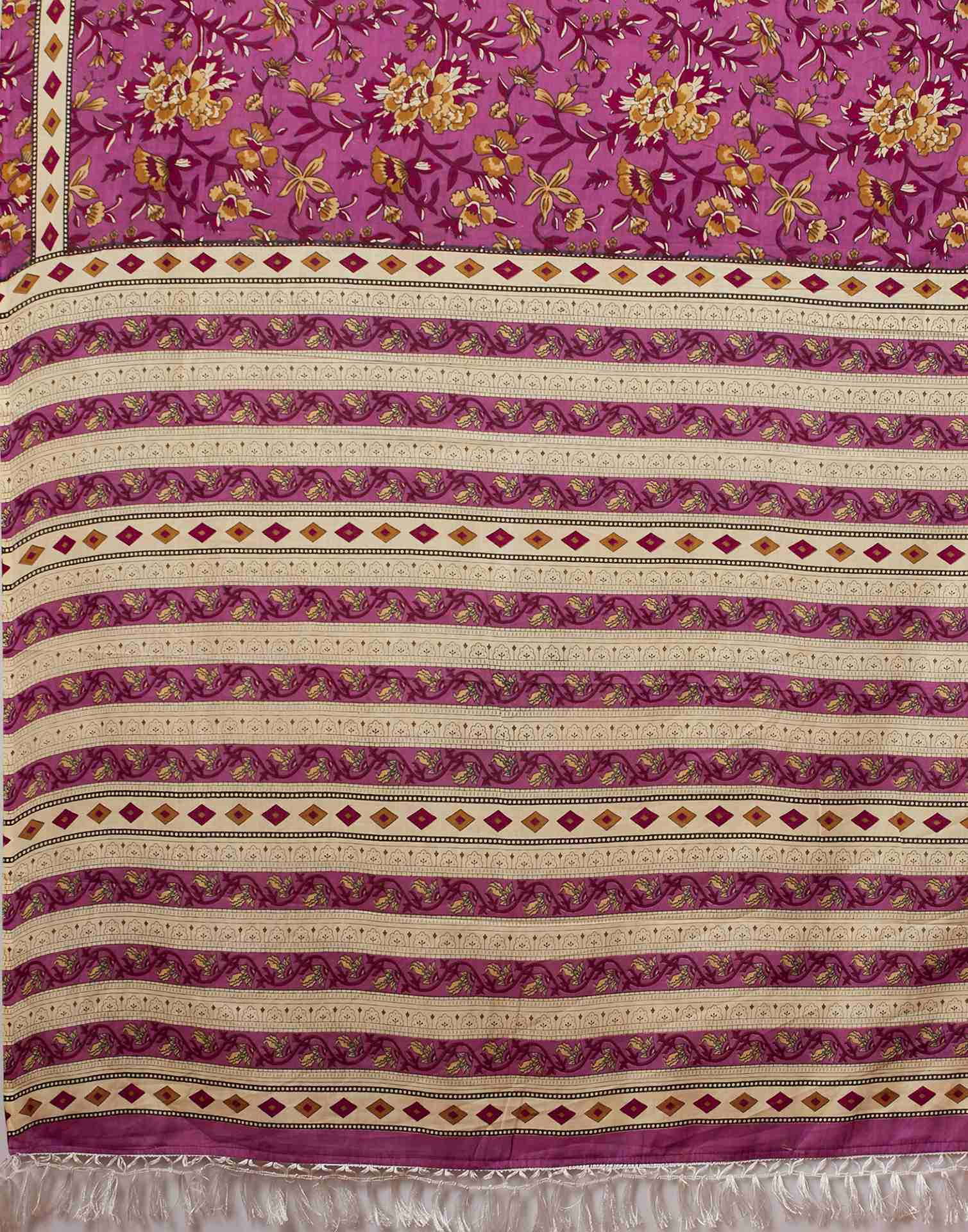 Pink Pure Cotton Floral Printed Saree