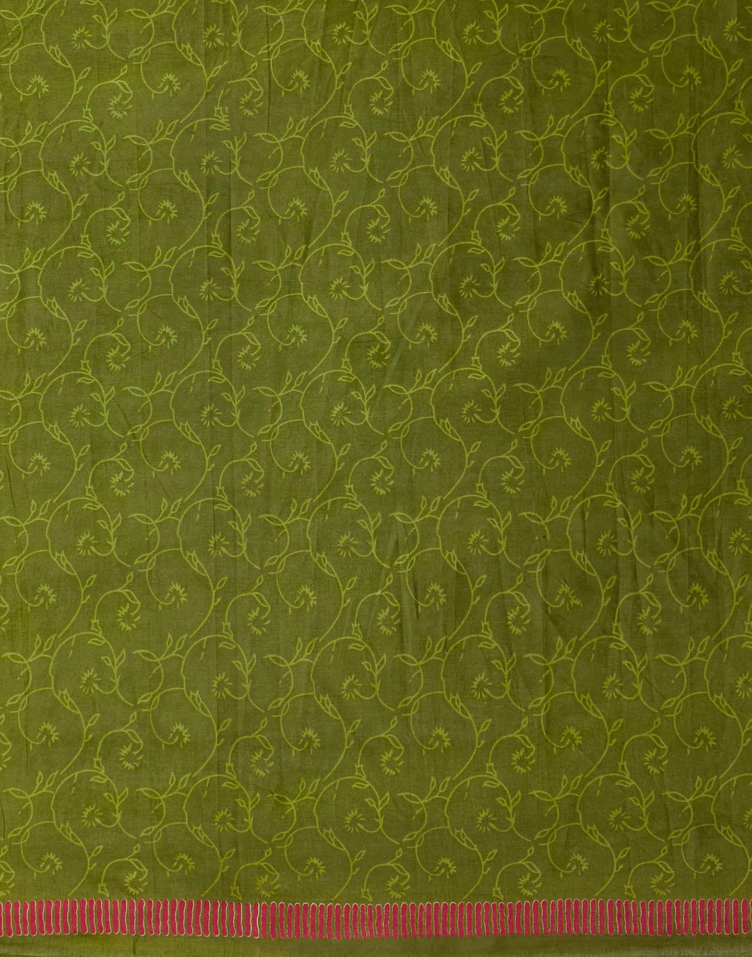Green Pure Cotton Printed Saree