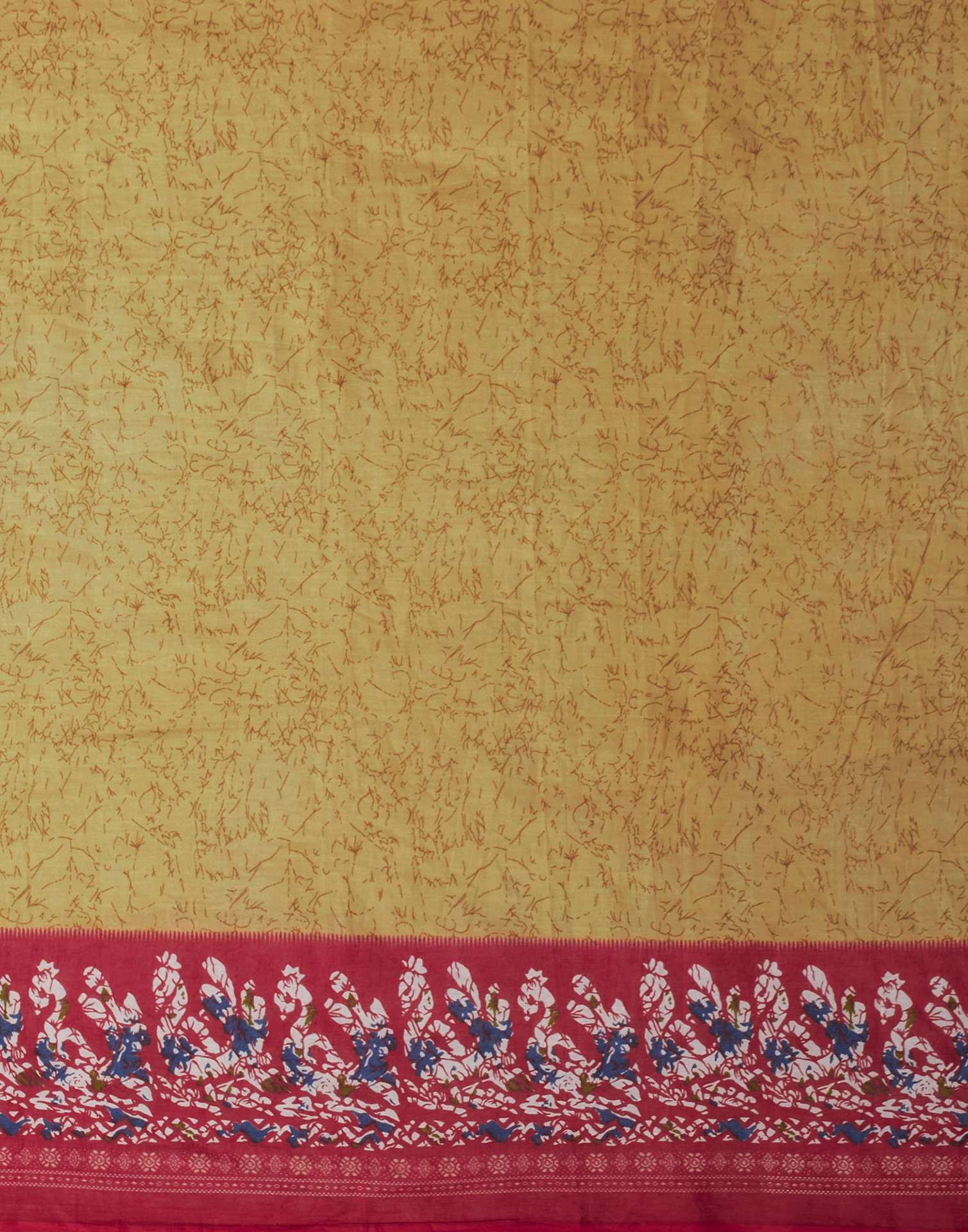 Light Yellow Pure Cotton Printed Saree