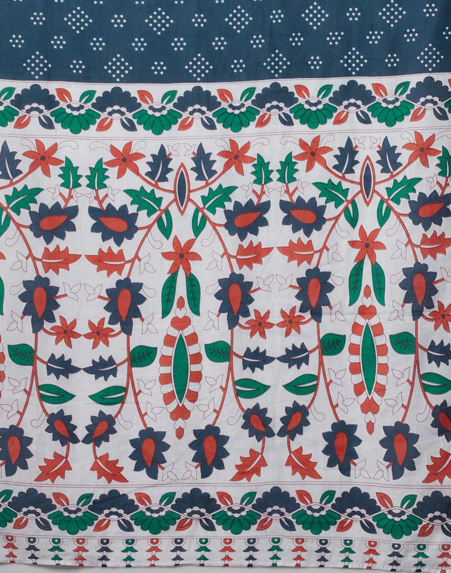 White Pure Cotton Printed Saree