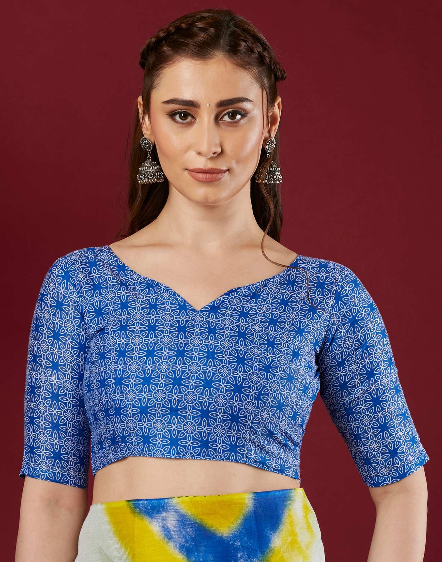 Blue Pure Cotton Printed Saree