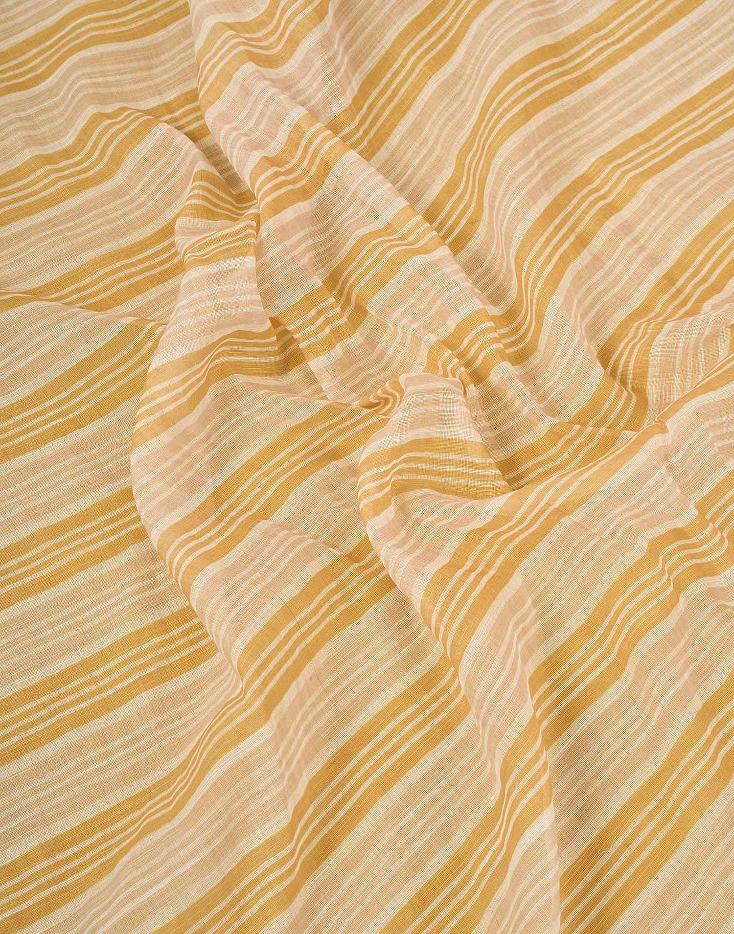 Ready to Wear Yellow Linen Printed Saree