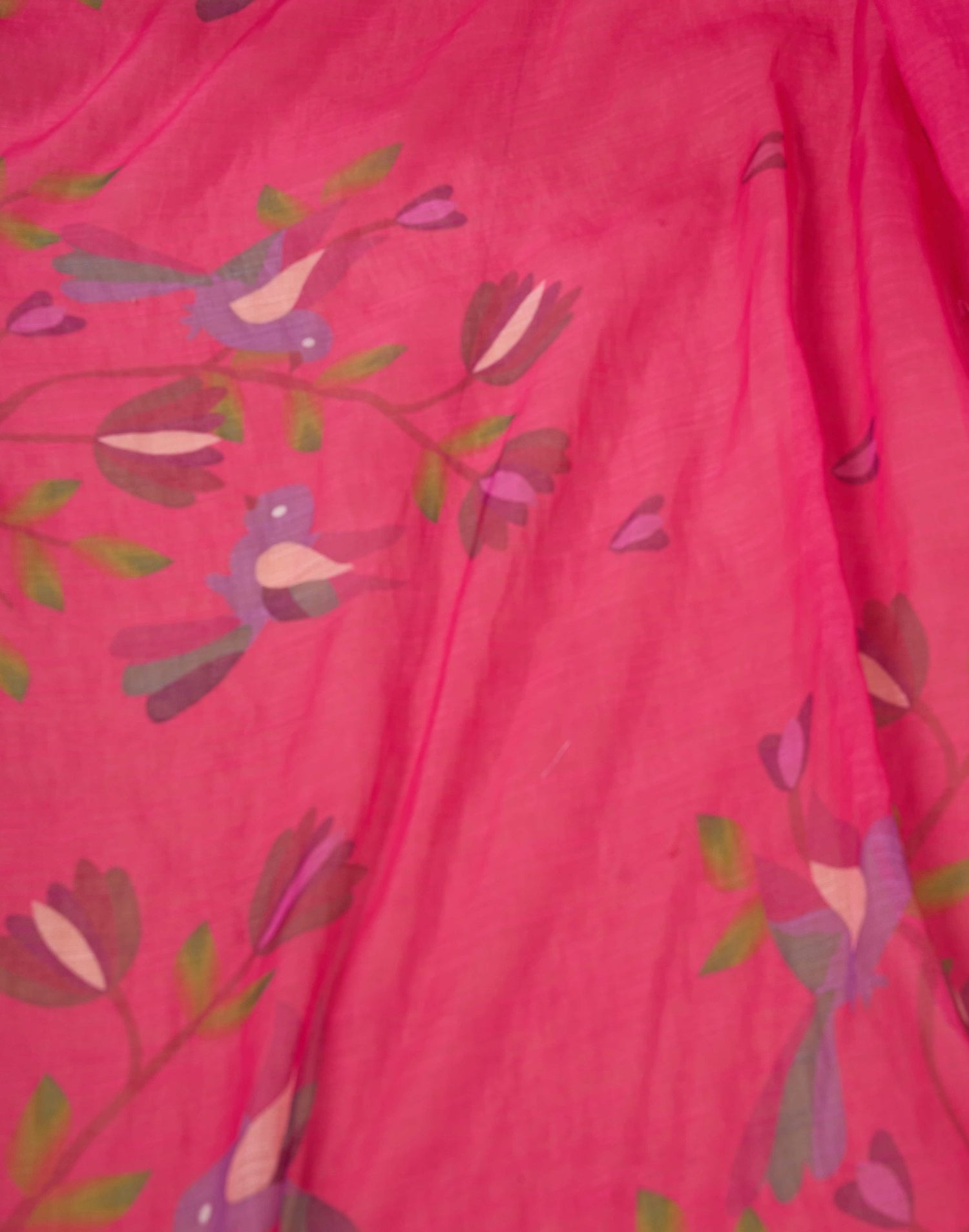 Ready to Wear Dark Pink Linen Floral Printed Saree