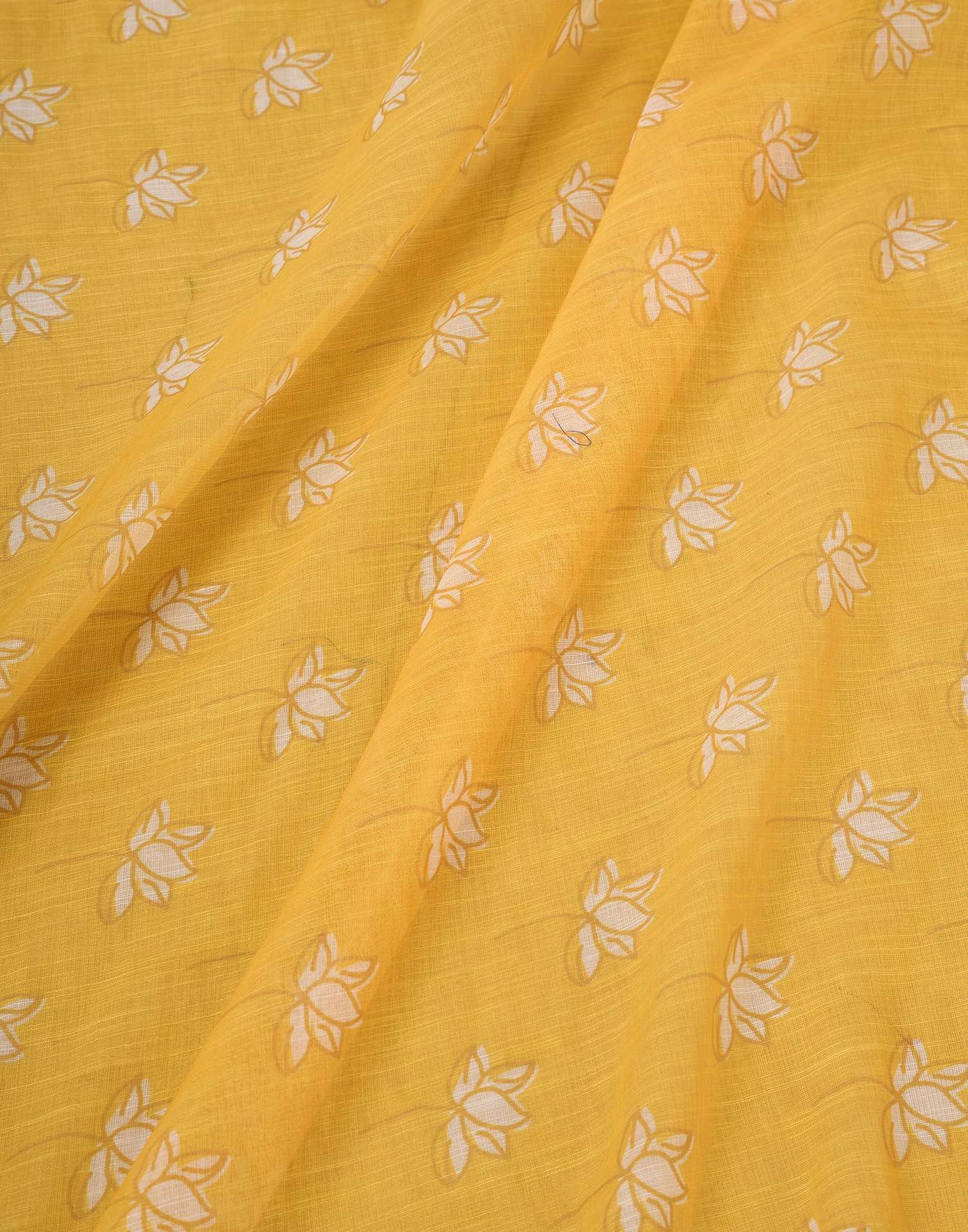 Ready to Wear Yellow Linen Printed Saree