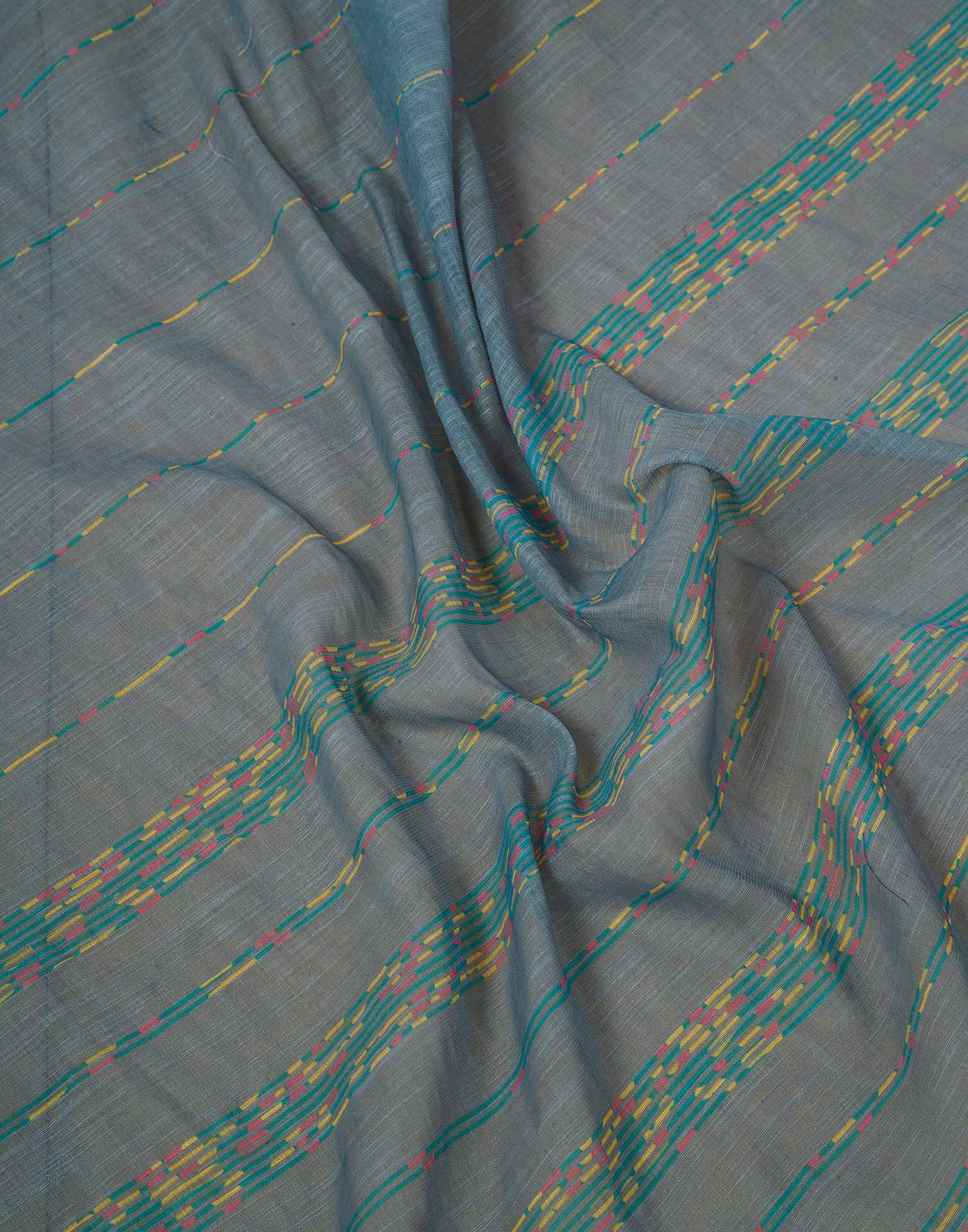 Ready to Wear Grey Linen Printed Saree