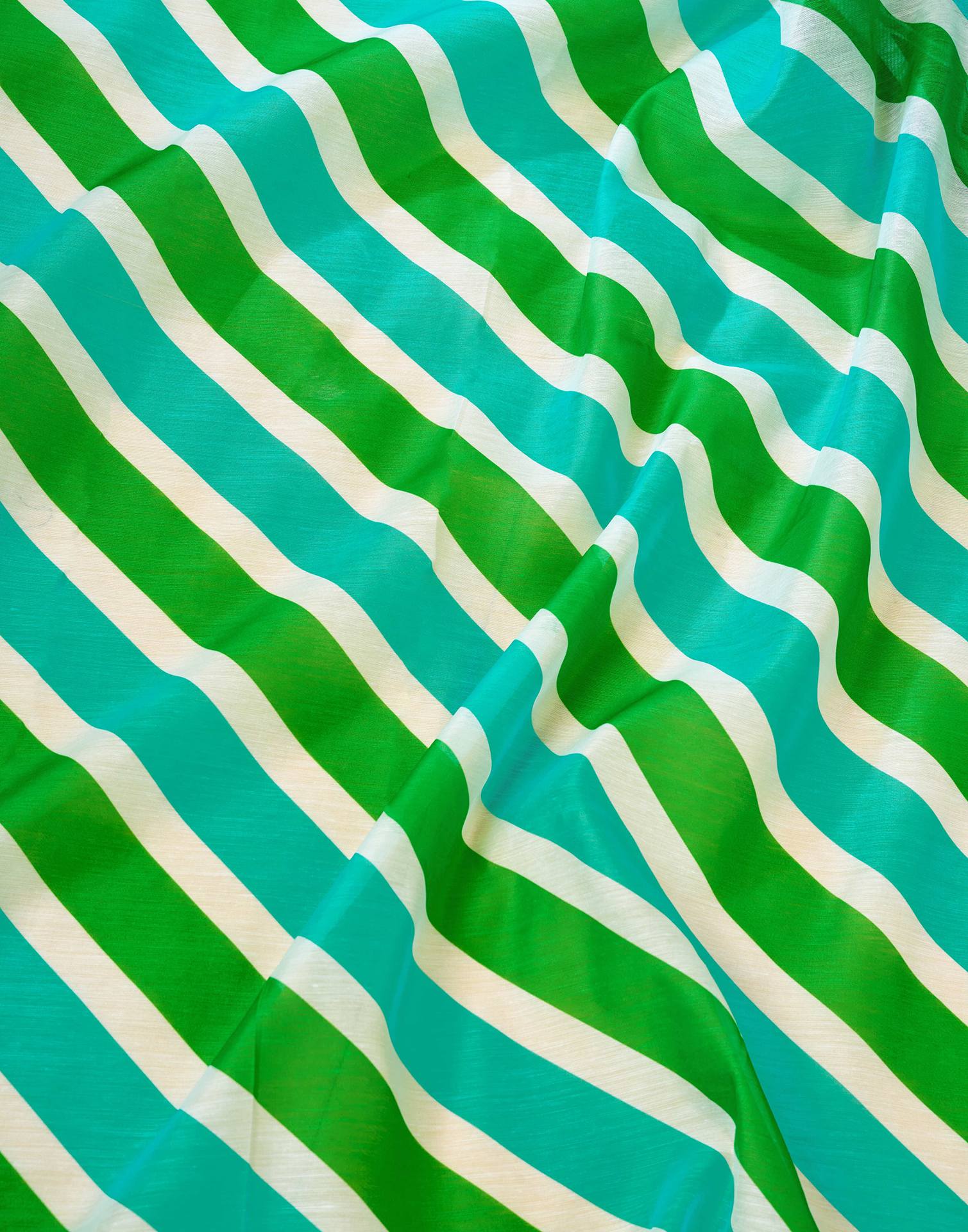Ready to Wear Green Chanderi Printed Saree