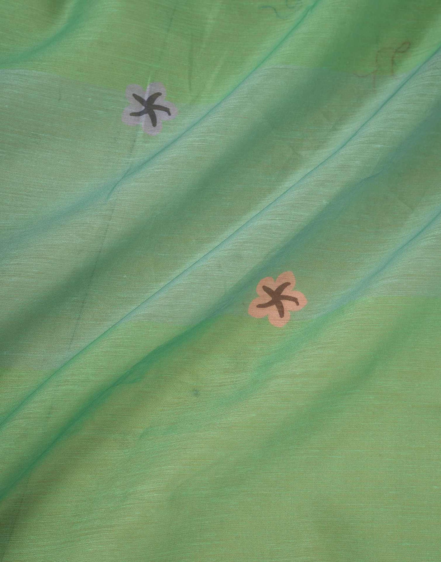 Ready to Wear Light Green Chanderi Printed Saree