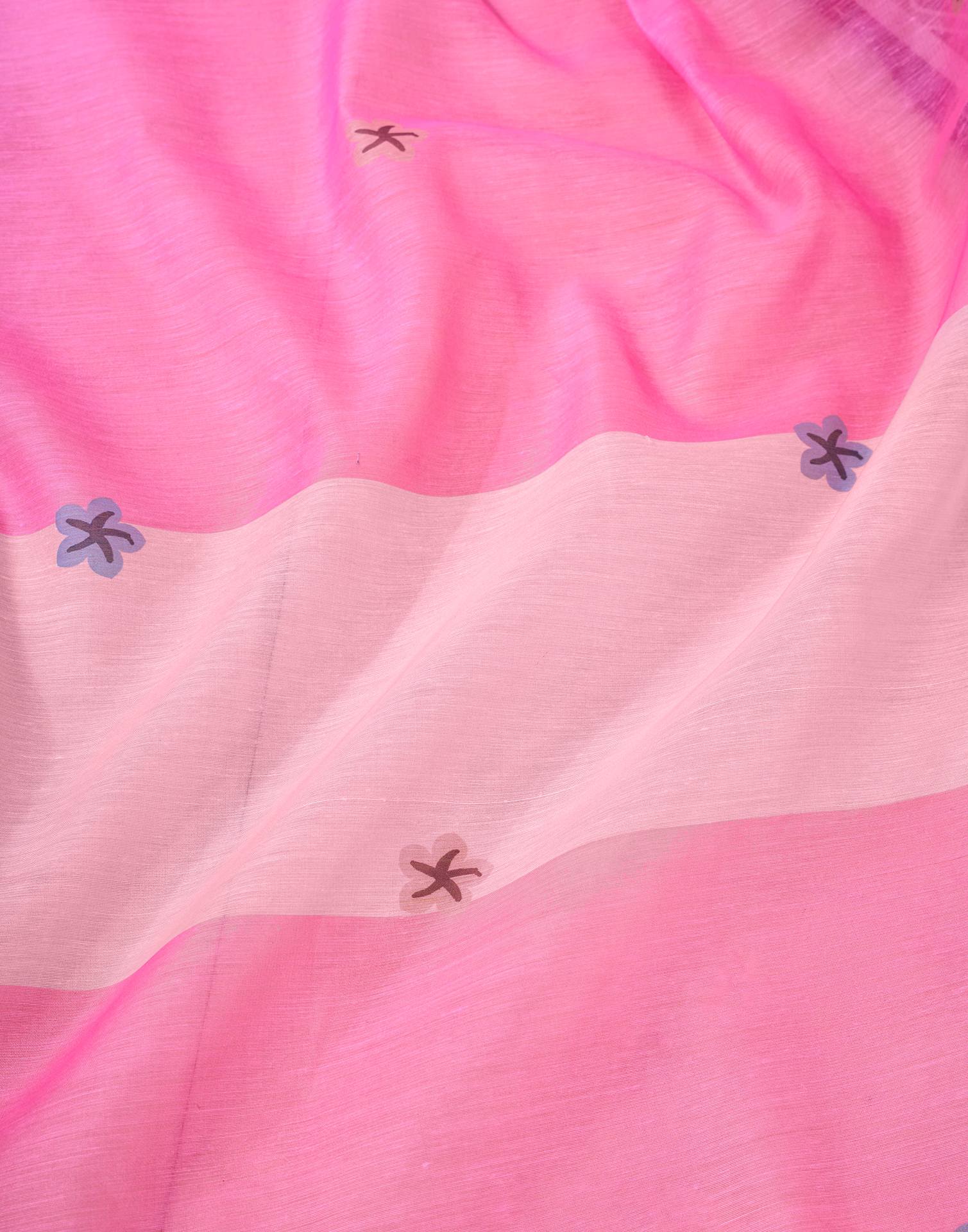Ready to Wear Pink Chanderi Printed Saree