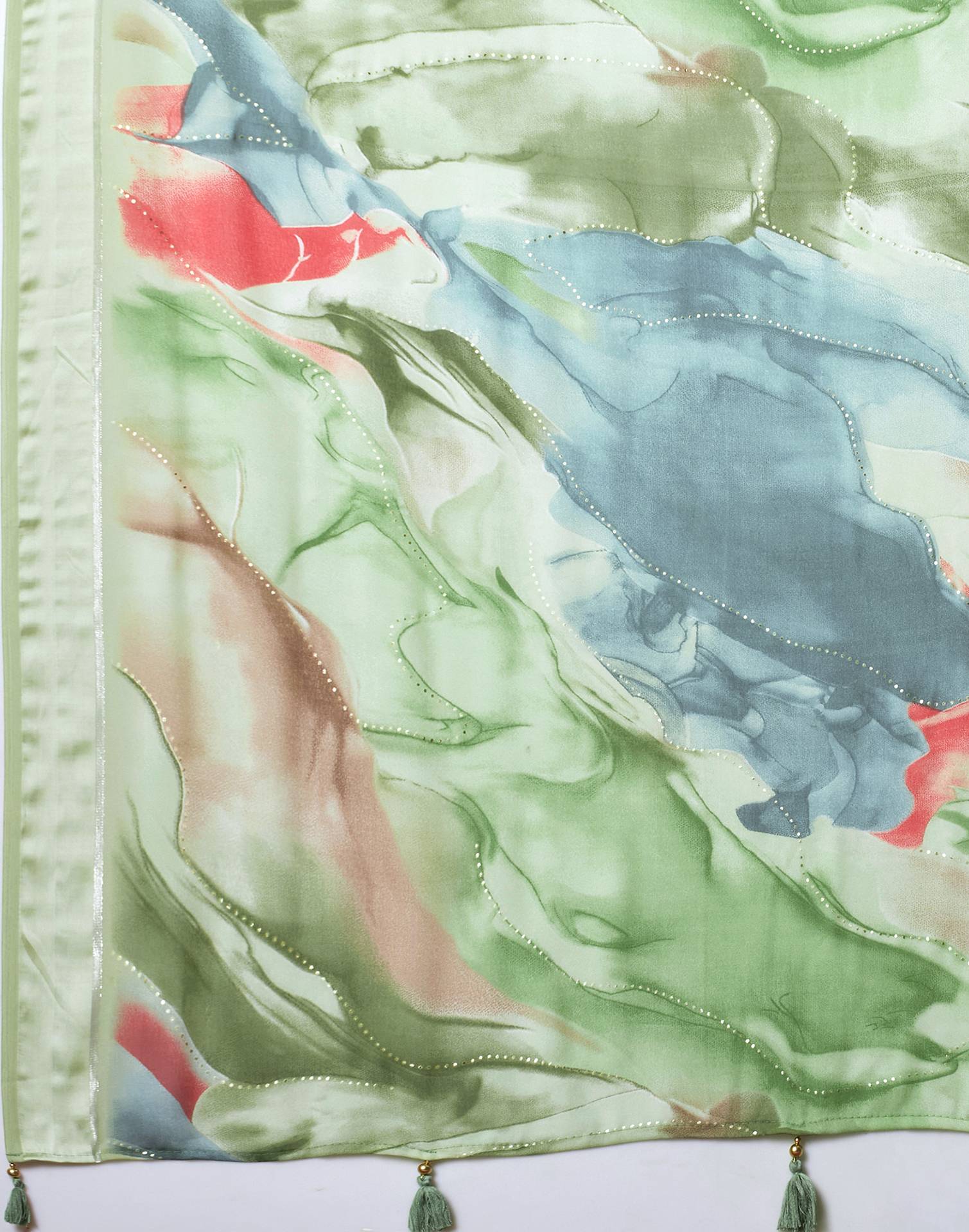 Light Pista Green Georgette Printed Saree