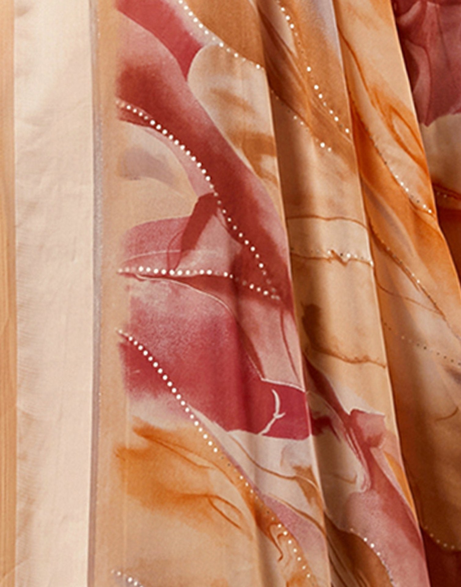 Dark Cream Georgette Printed Saree