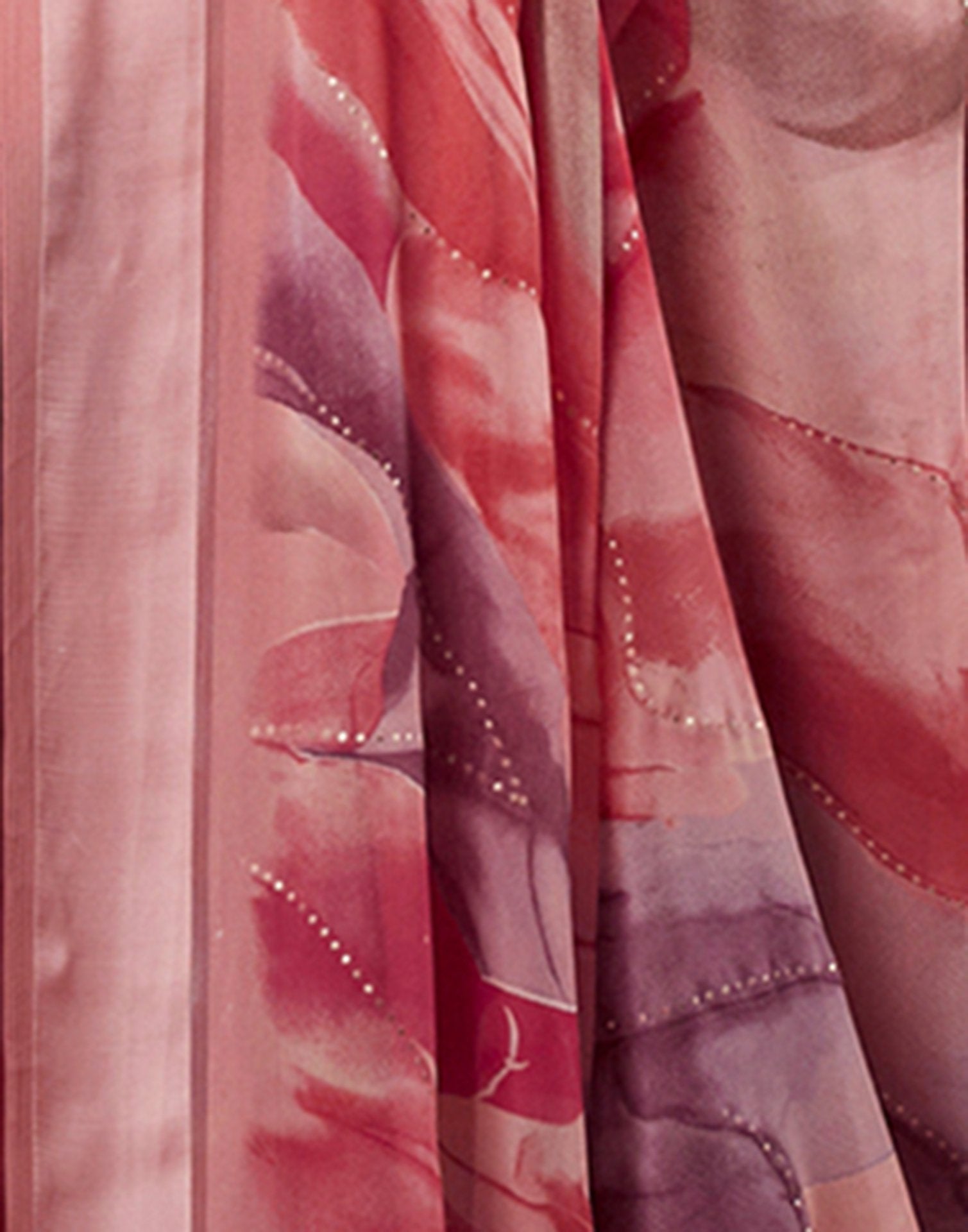 Light Rose Pink Georgette Printed Saree
