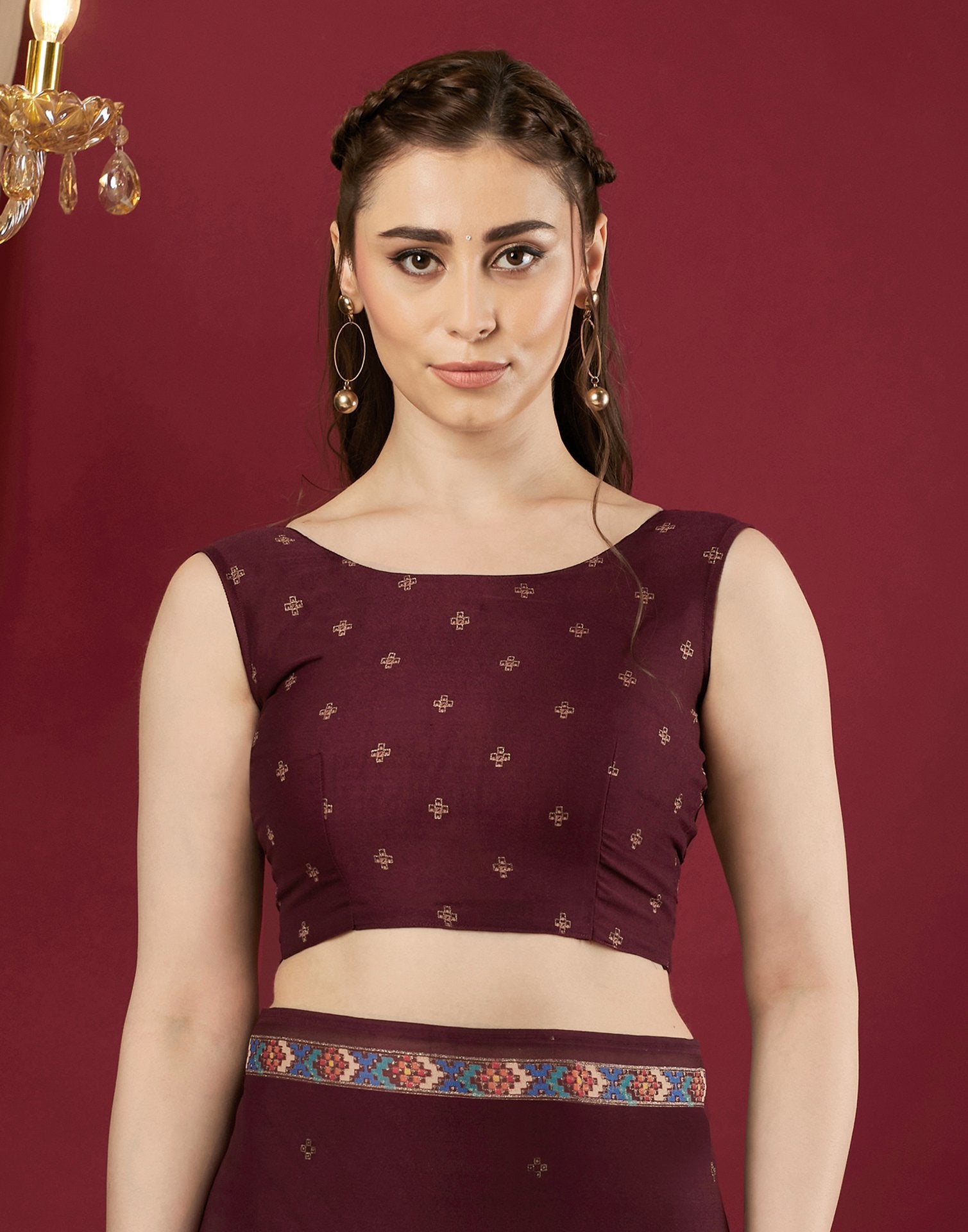 Wine Georgette Printed Saree