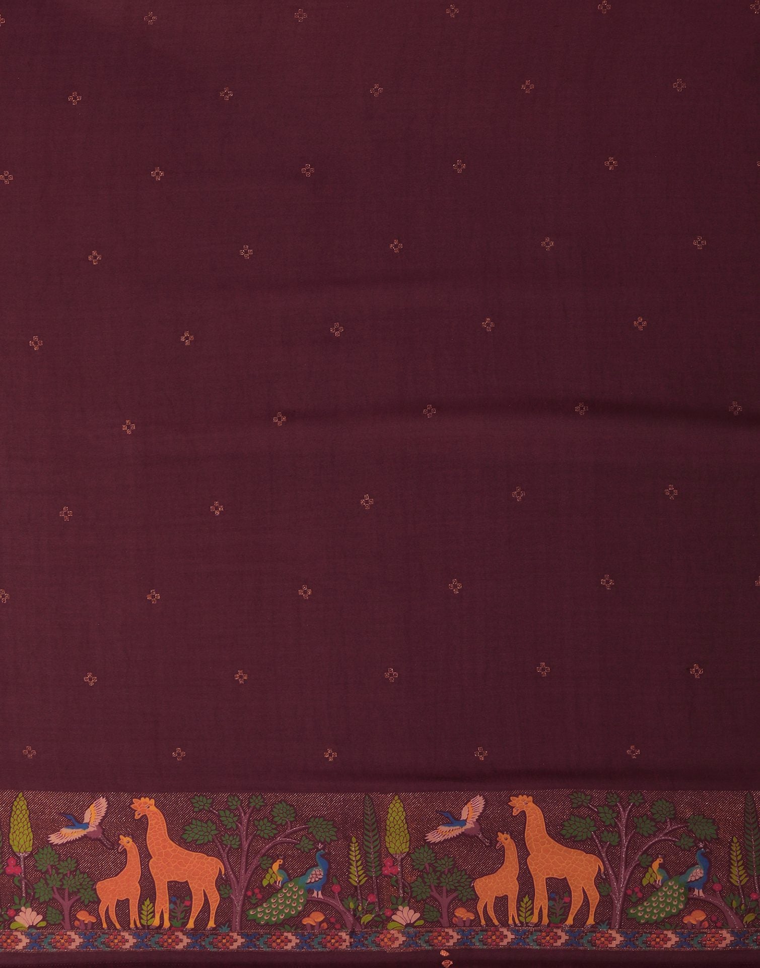 Wine Georgette Printed Saree