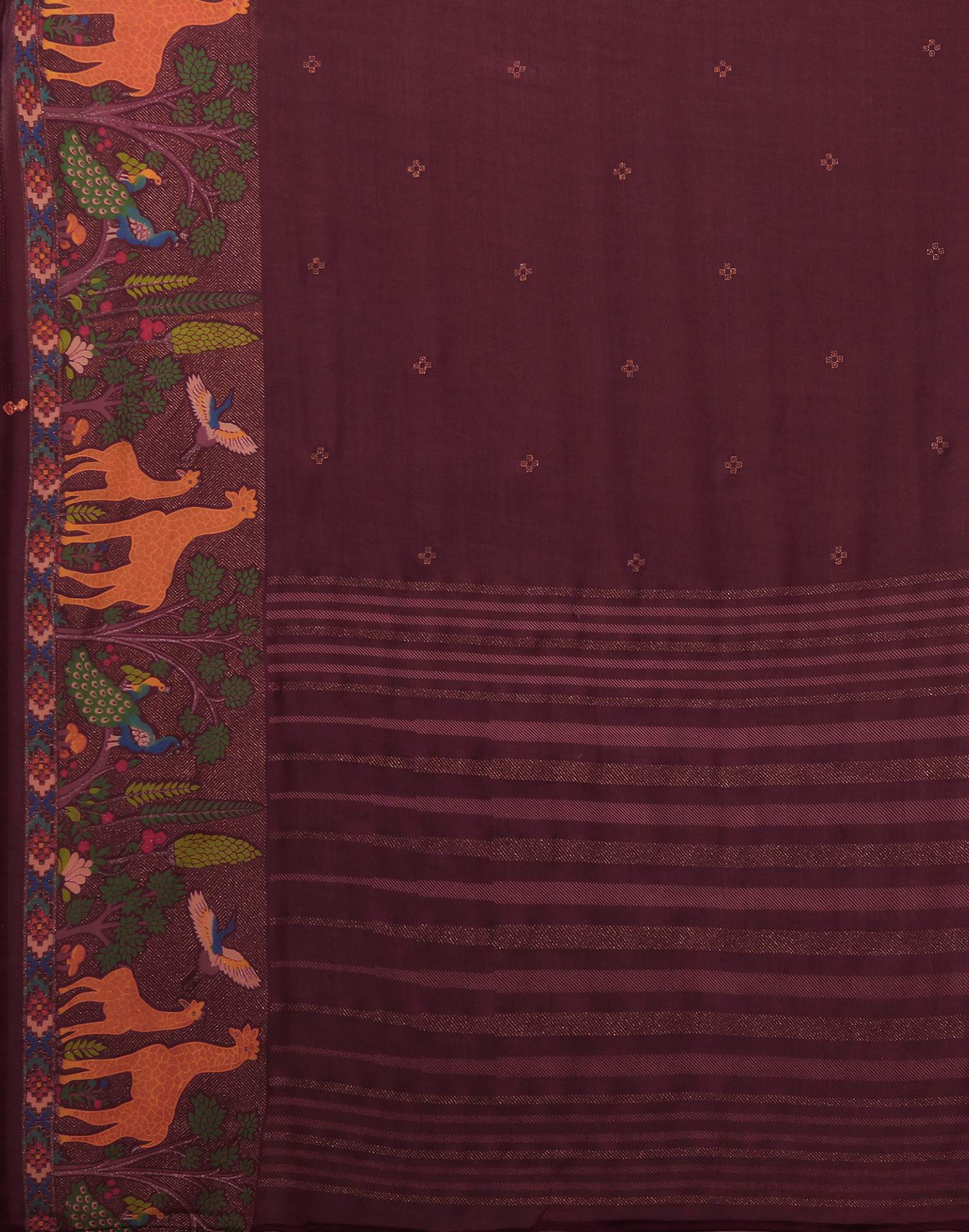 Wine Georgette Printed Saree