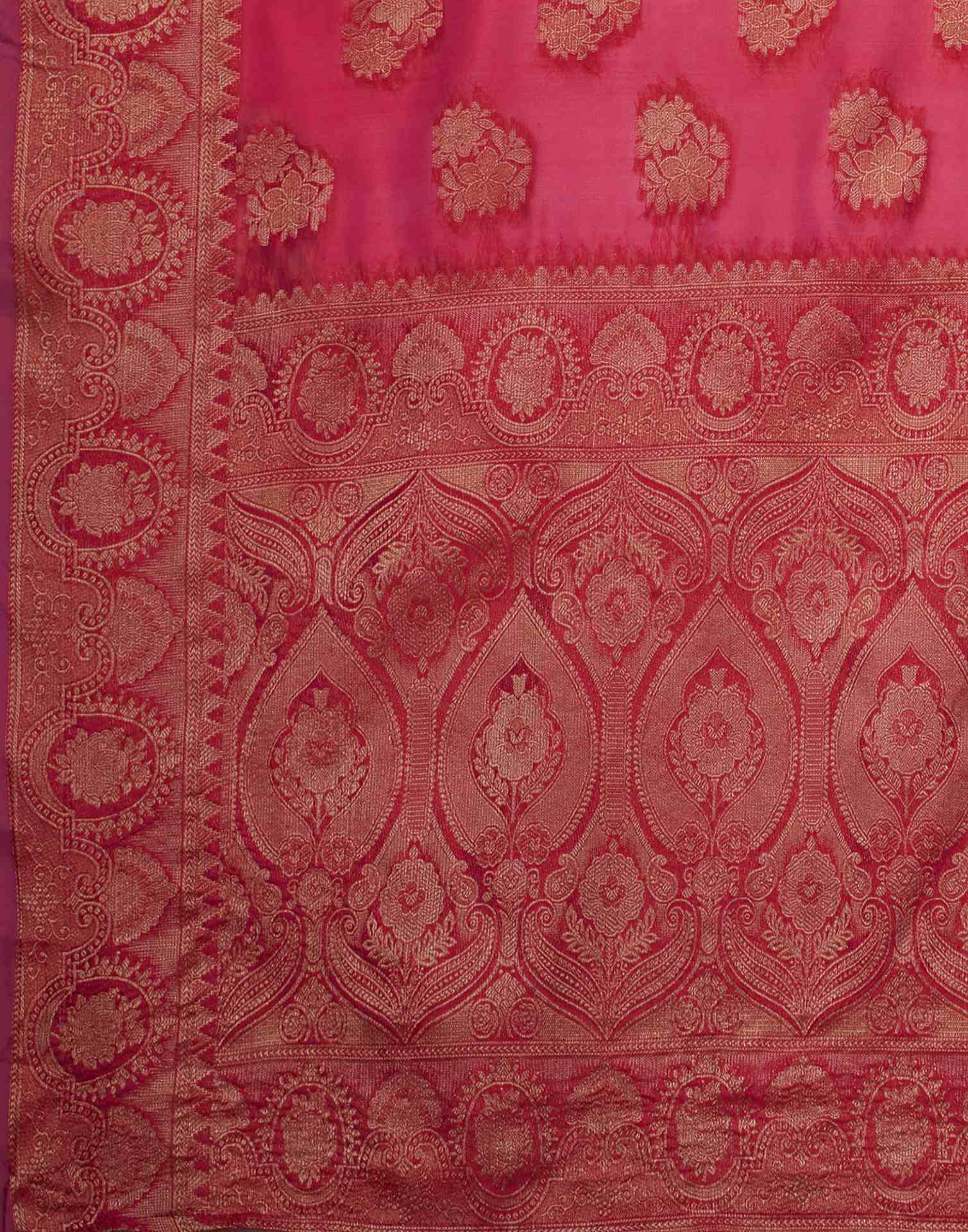 Pink Organza Woven Banarasi Saree
