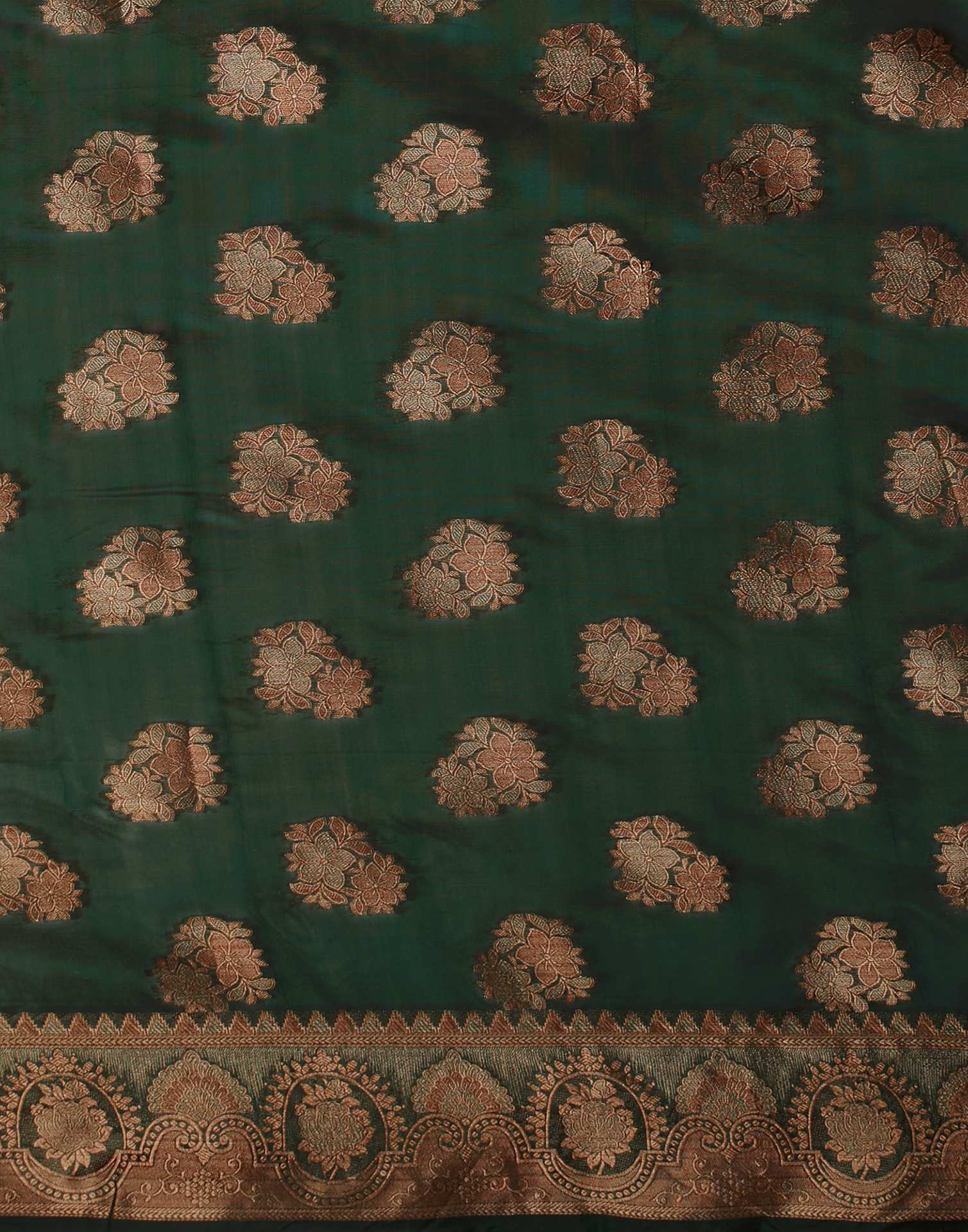 Dark Green Organza Woven Banarasi Saree