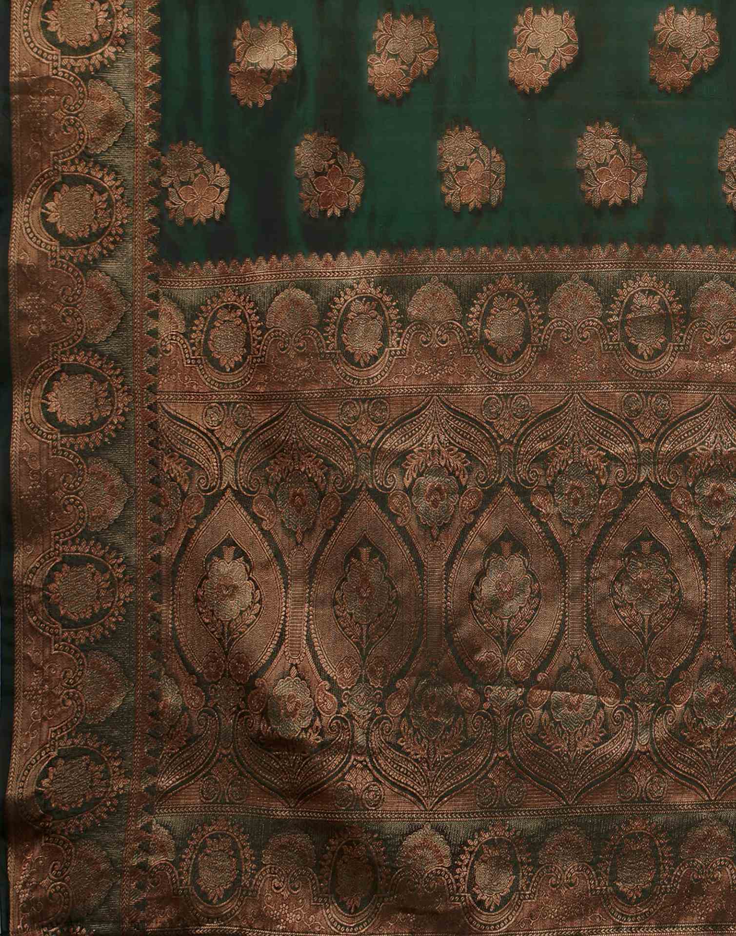 Dark Green Organza Woven Banarasi Saree