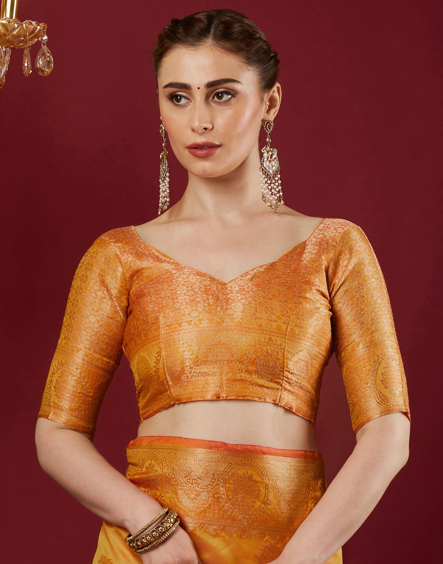 Turmeric Yellow Organza Woven Banarasi Saree