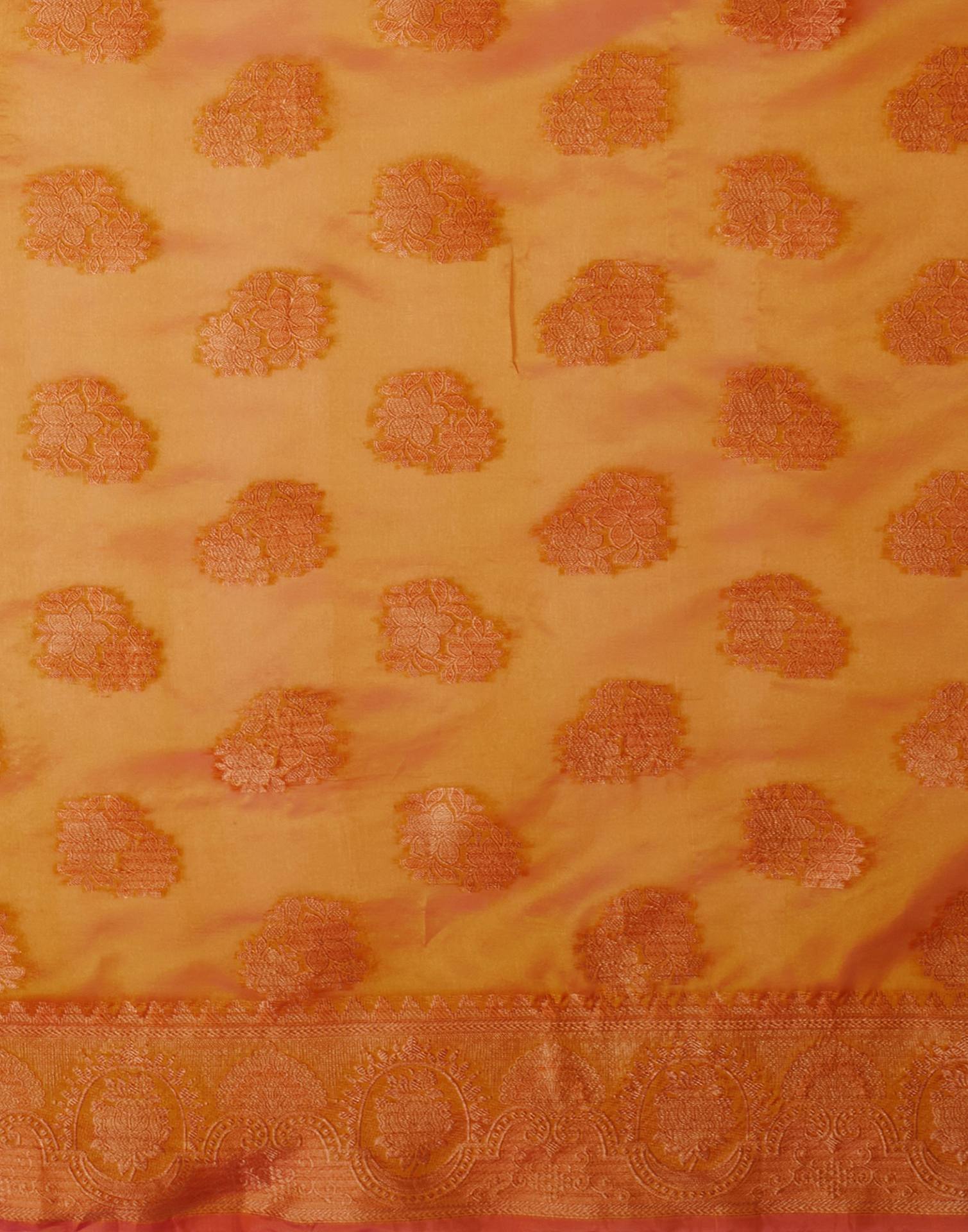 Turmeric Yellow Organza Woven Banarasi Saree