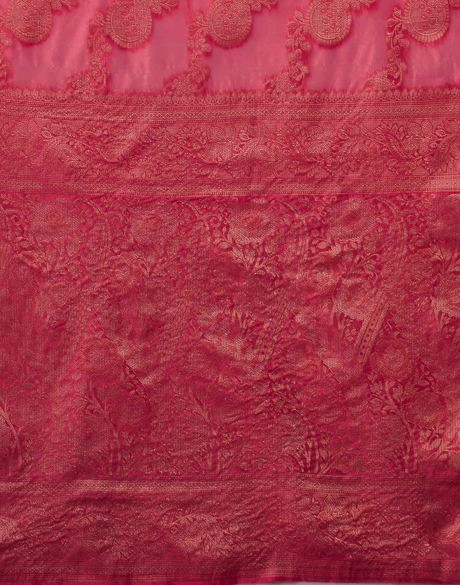 Pink Organza Woven Banarasi Saree